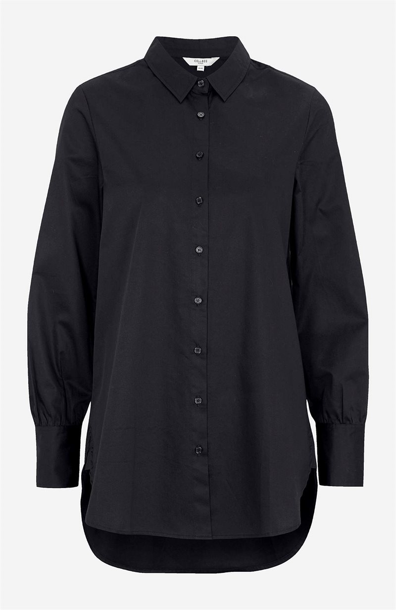 Lang shirt van katoensatijn
