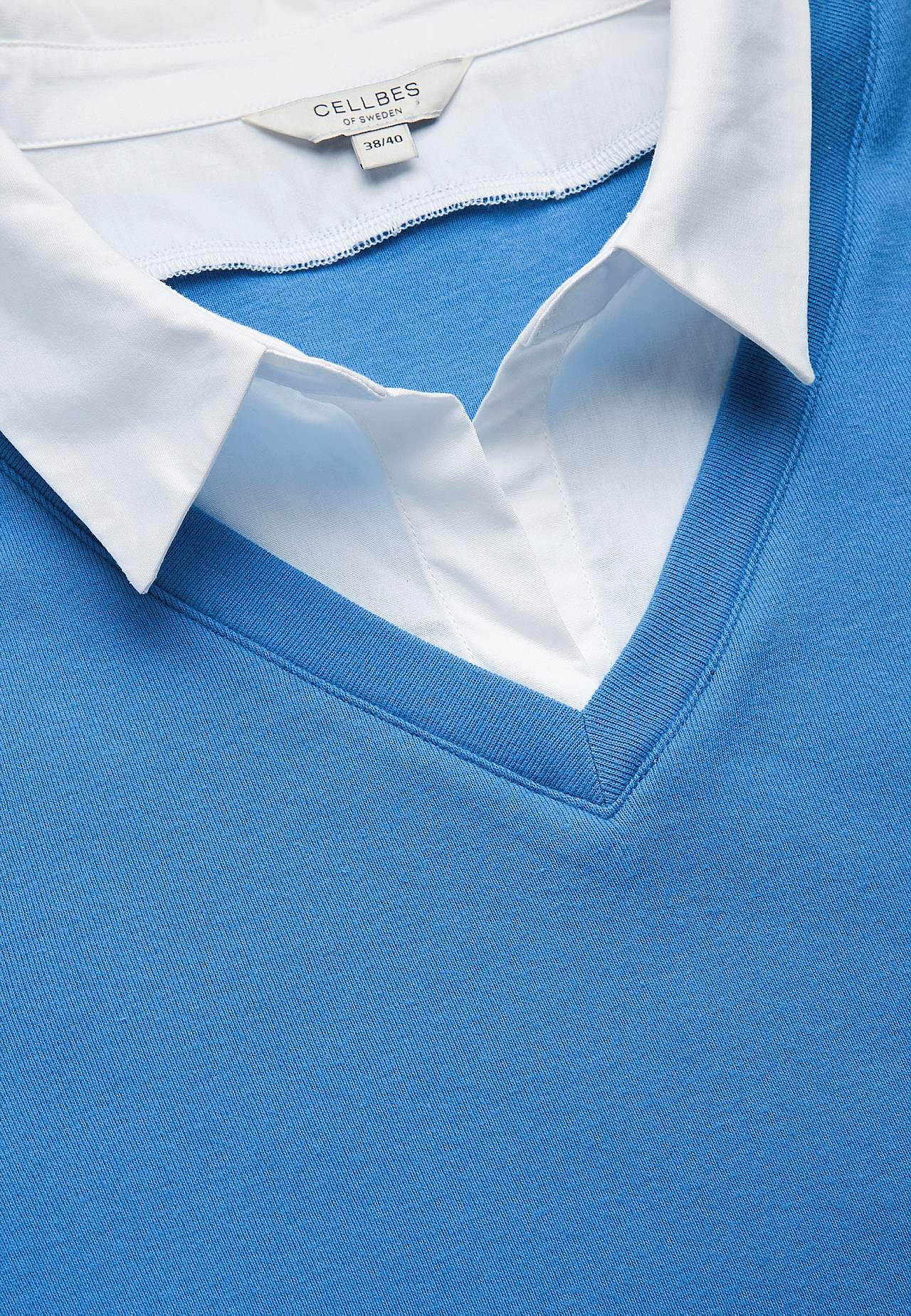 Jersey-topje met genaaide overhemdkraag