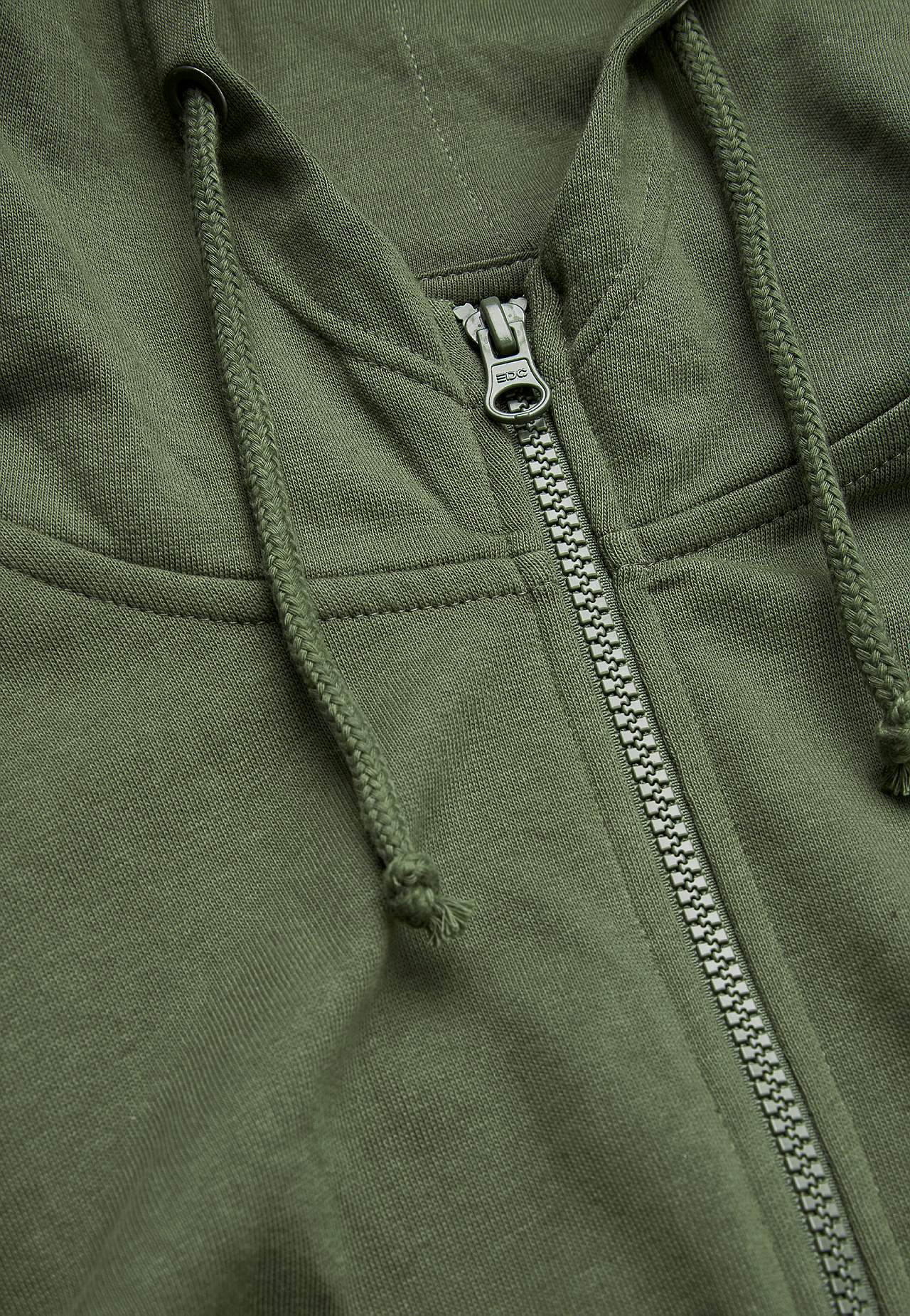 Eenkleurige capuchonsweater met rits