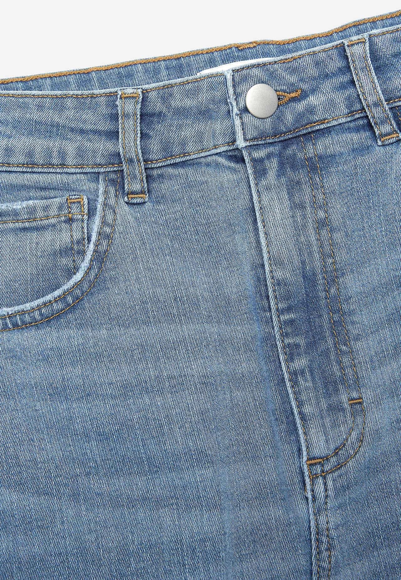 Denim rok met spleet aan de voorkant