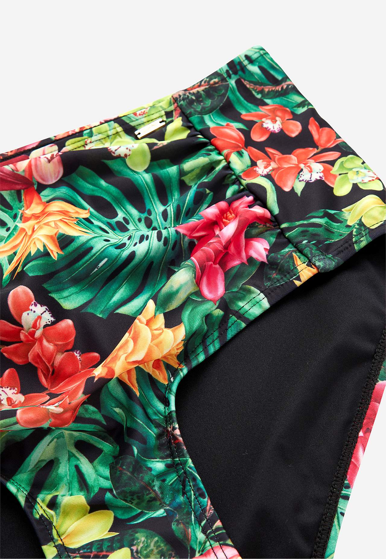 Bikinibroekje met hoge taille en een bloemenpatroon