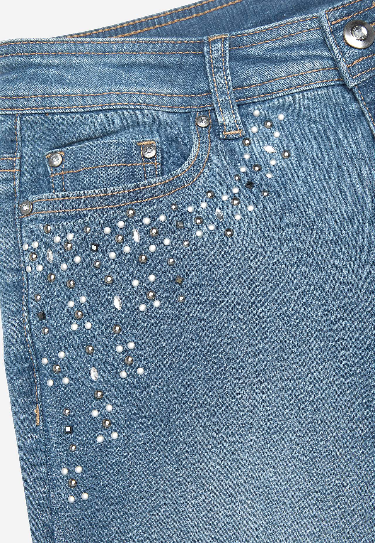 Enkeljeans met parelmoer en bergkristal
