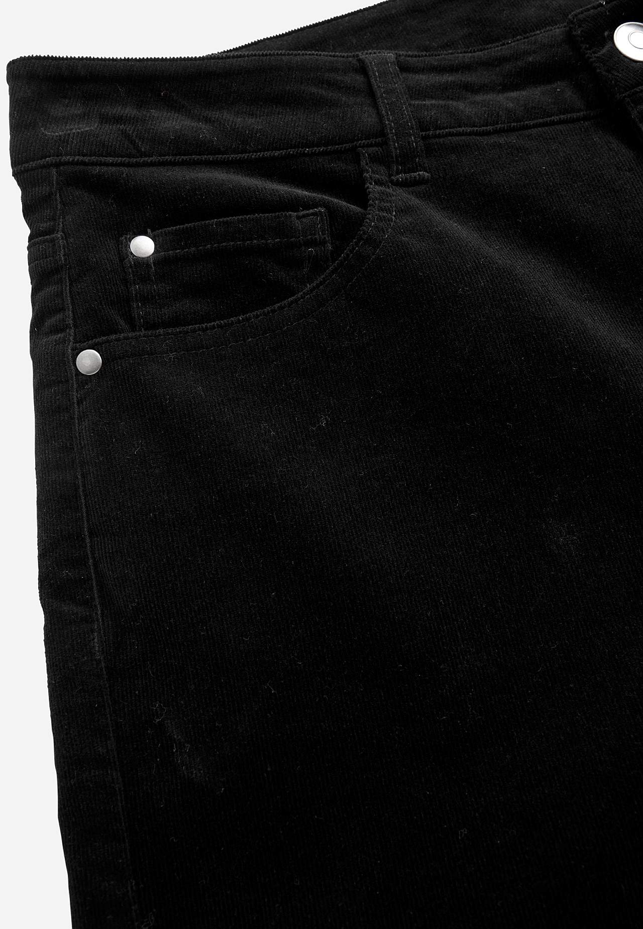 Elastische ribfluwelen broek met wijde benen