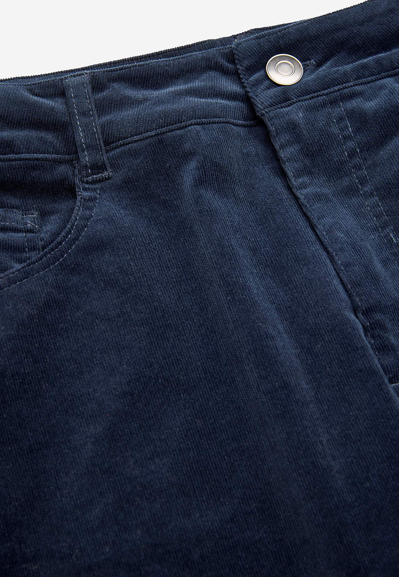 Elastische ribfluwelen broek met wijde benen