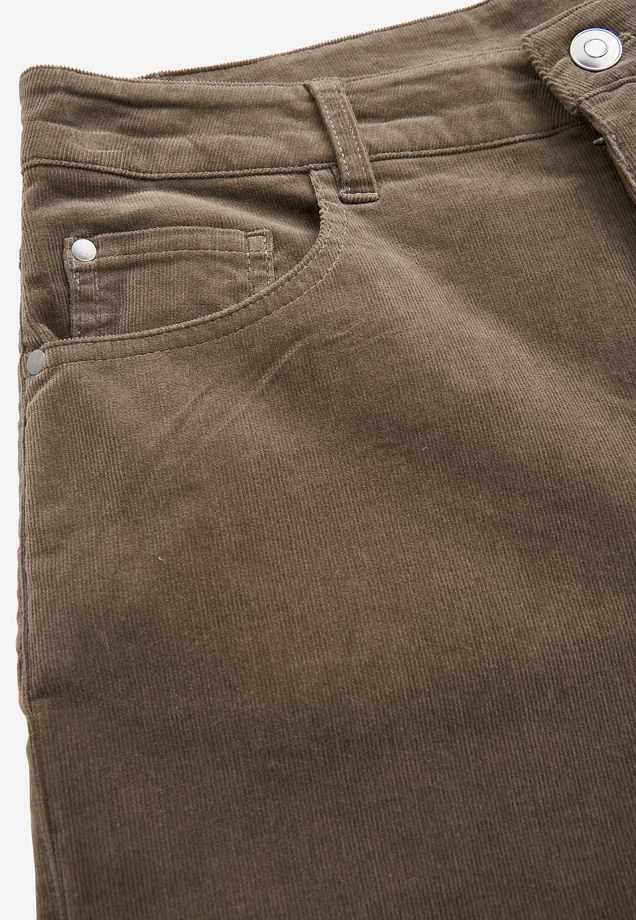 Elastische ribfluwelen broek met wijde benen