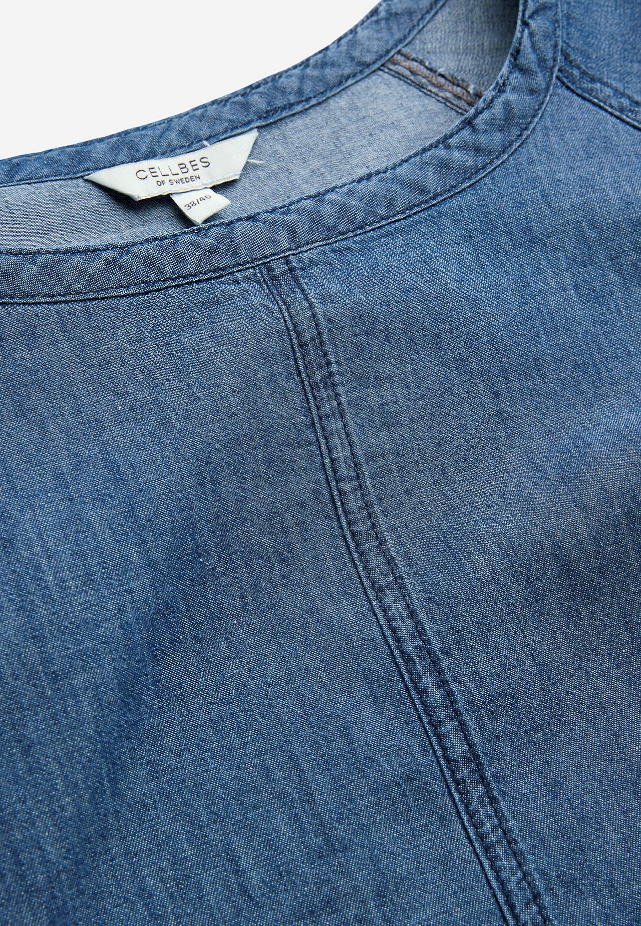 Denim blouse met wijde mouwen