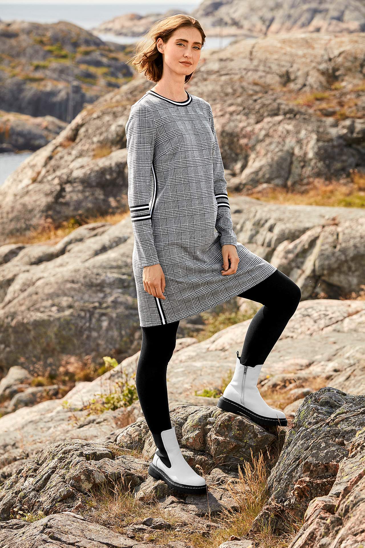 Jerseyjurk met contrastgekleurde details