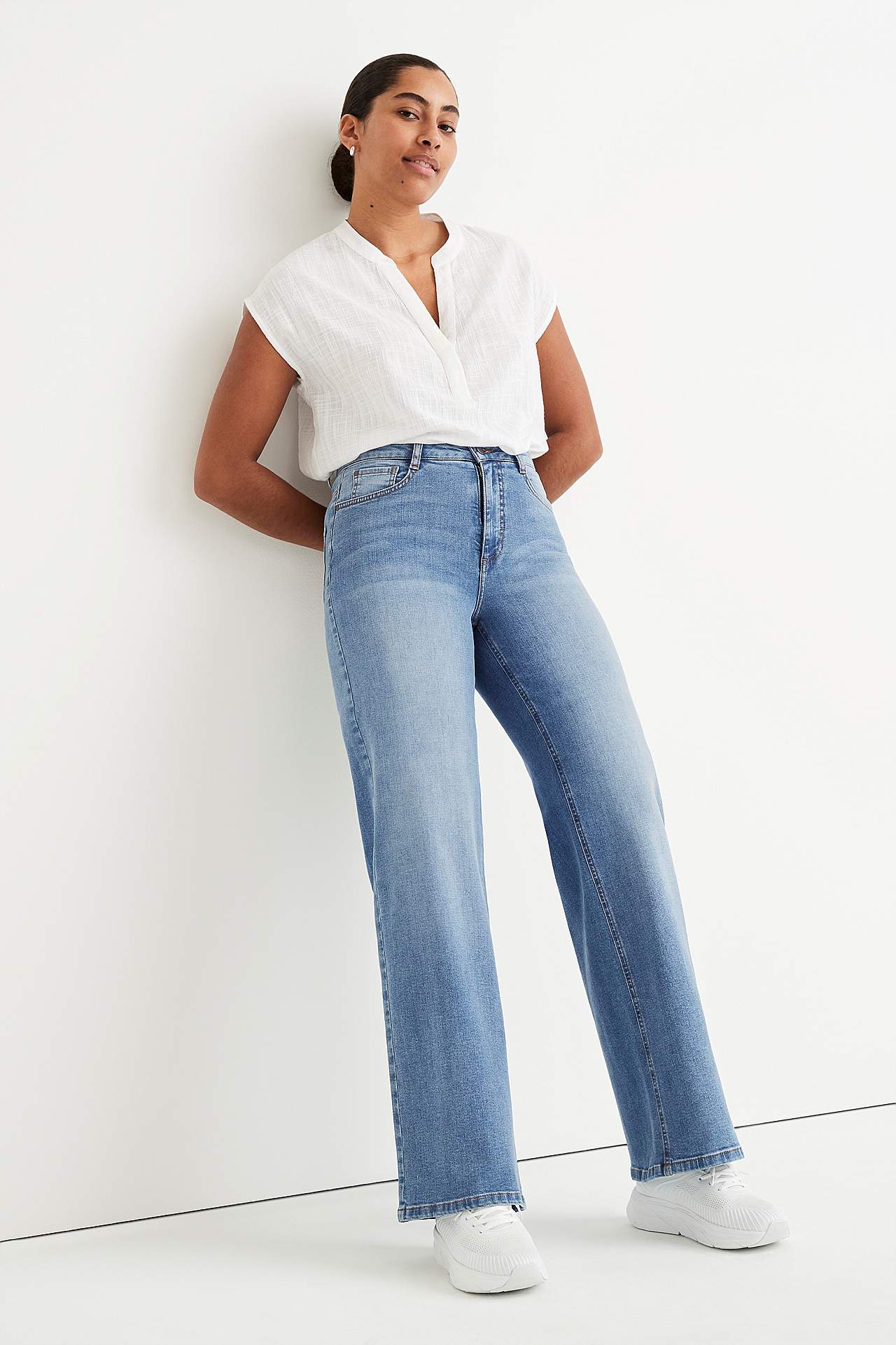 Wijde spijkerbroek met hoog taille