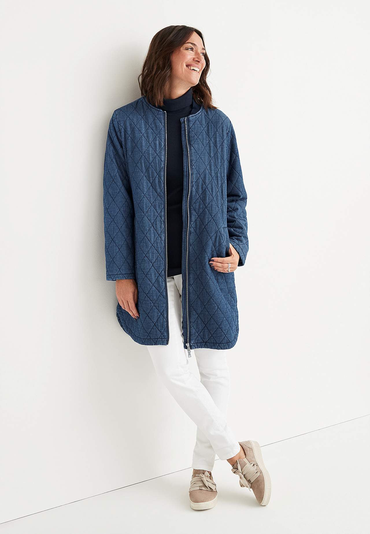 Gewatteerde denim jas