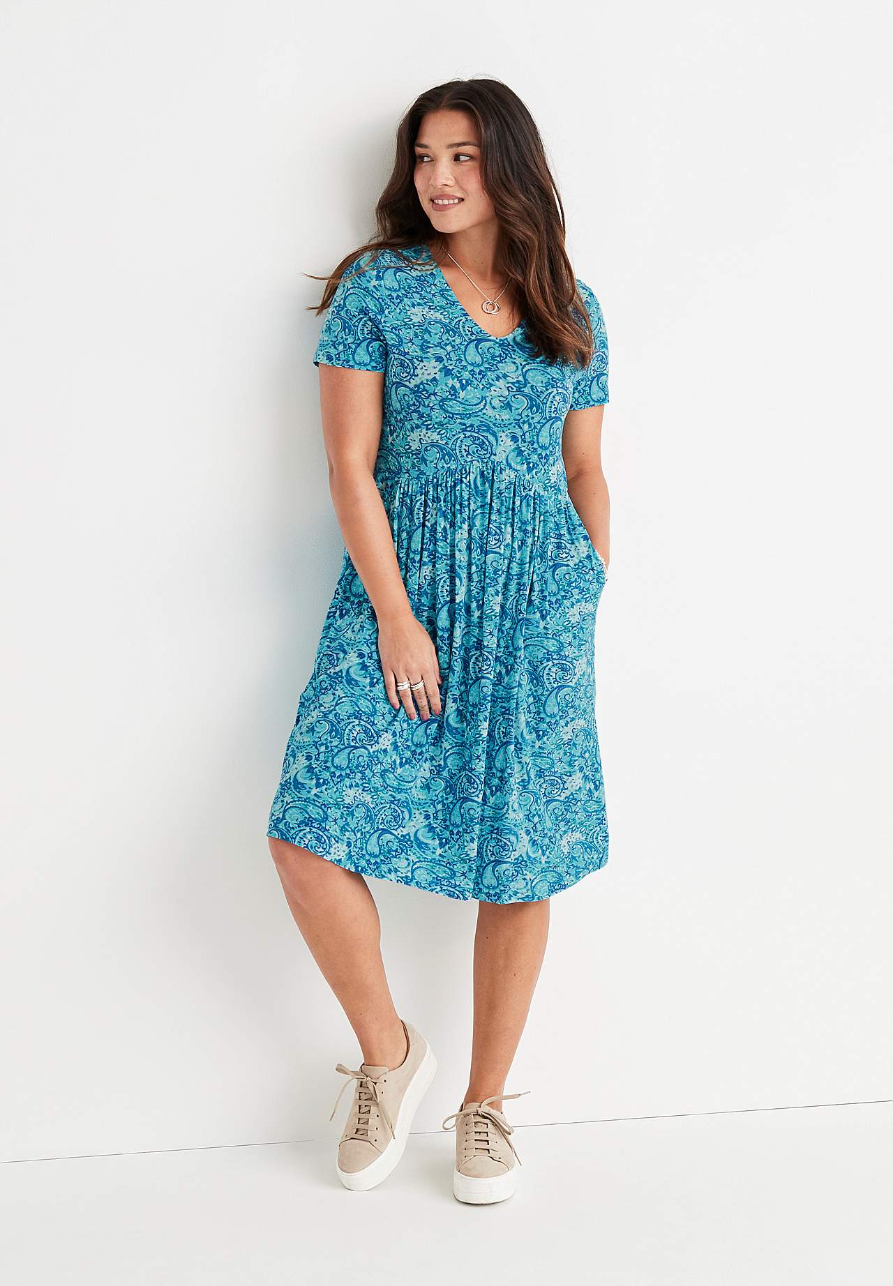 Patroonvormige jerseyjurk