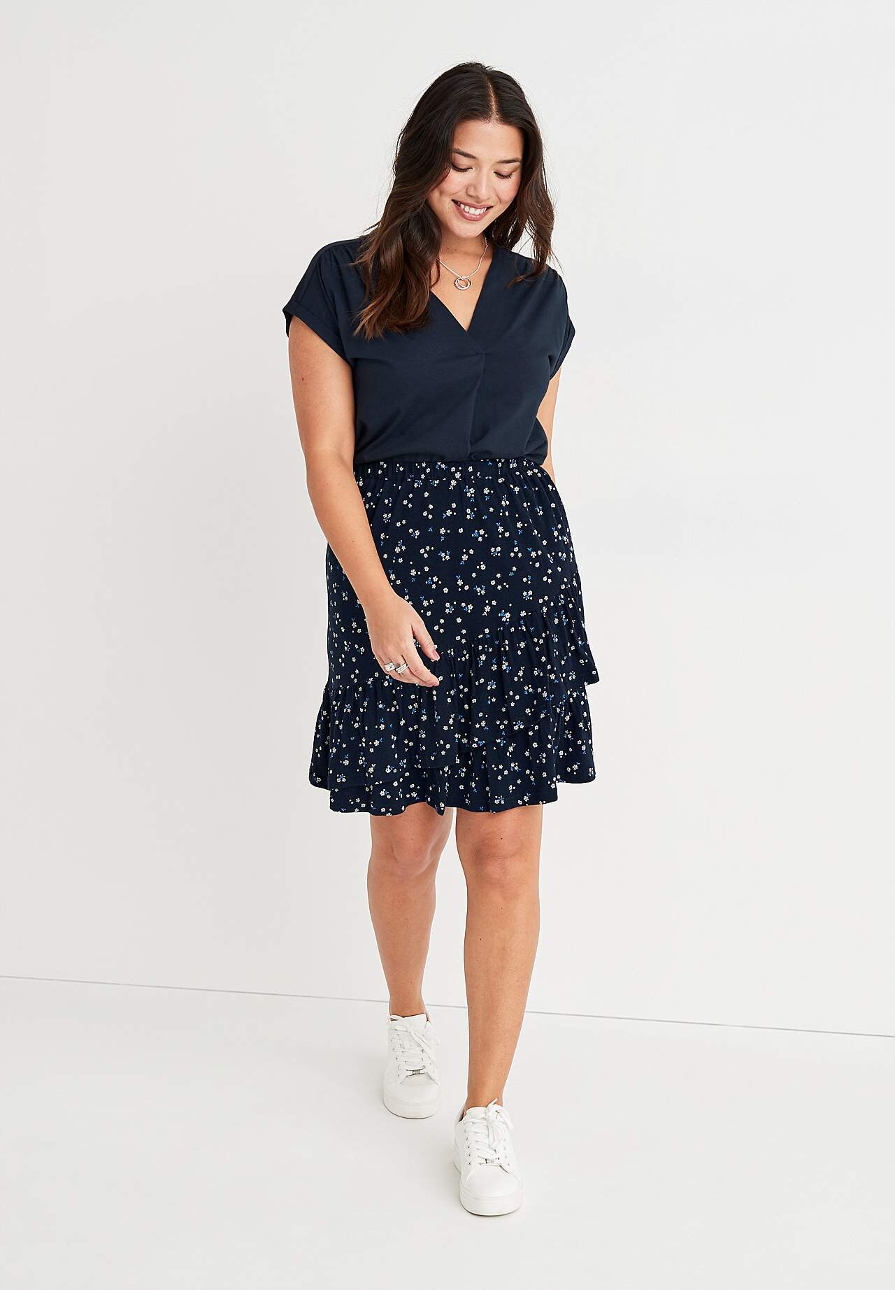 Jersey rok met ruches