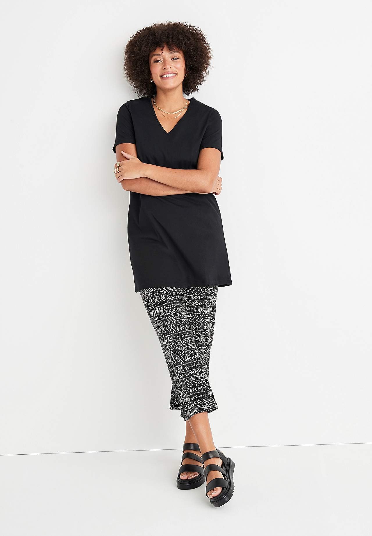 Patroonvormige culotte broek