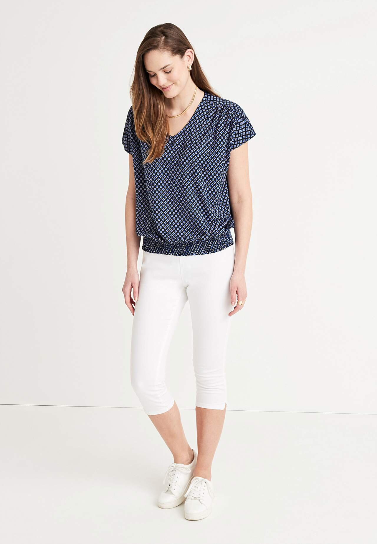 Jersey-topje met smokwerk