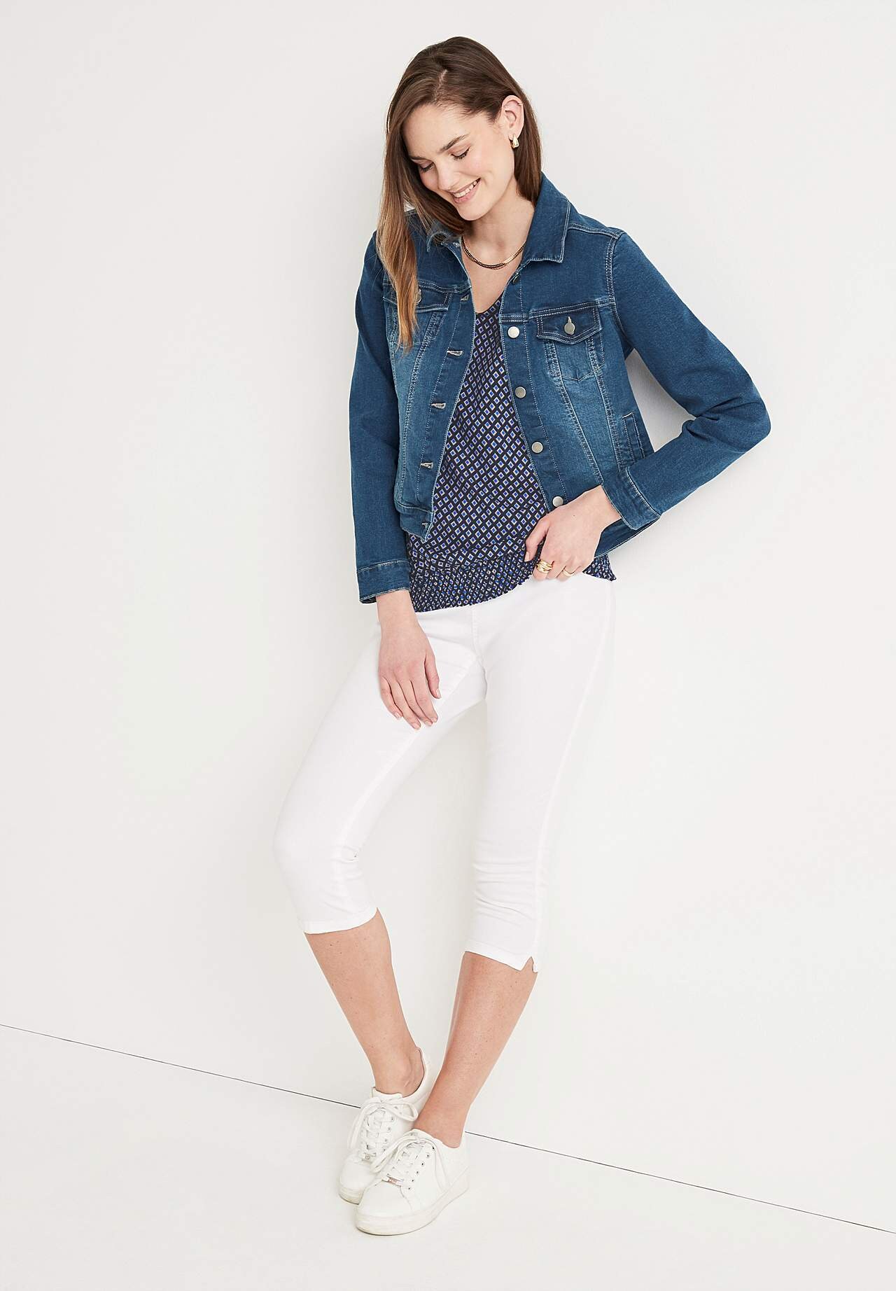 Jersey-topje met smokwerk