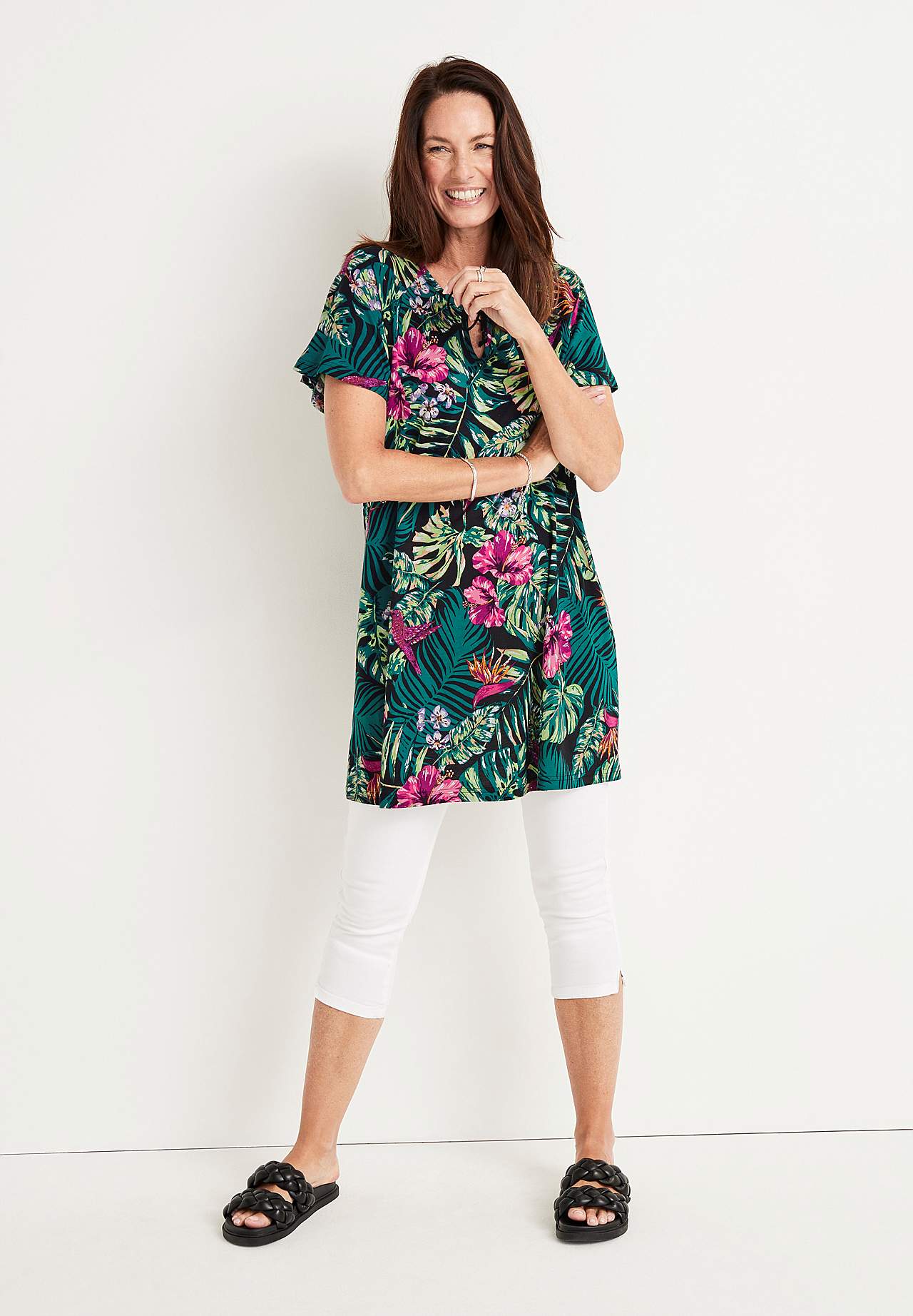 Jersey tuniek met een bloemenpatroon Laguna