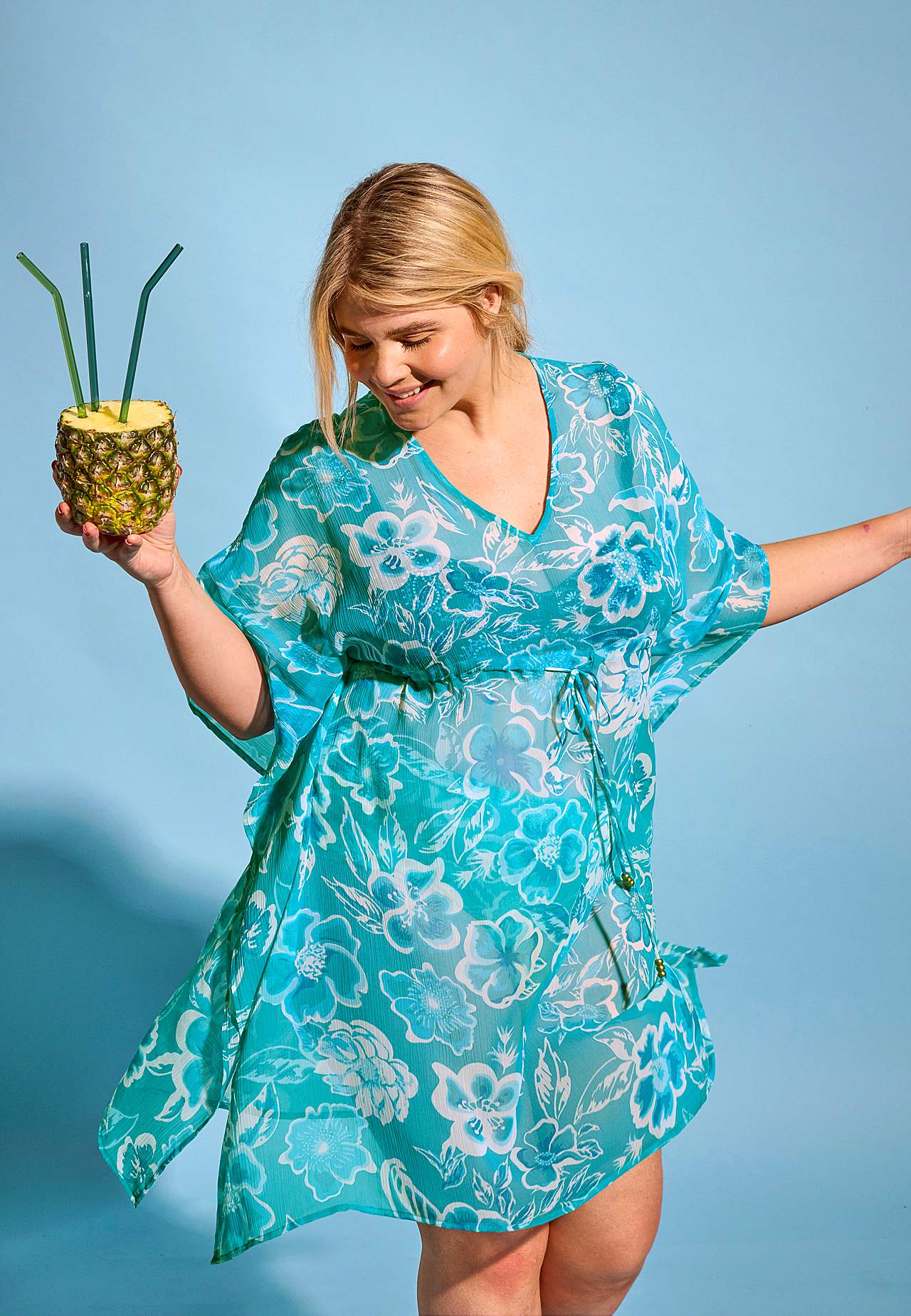 Strandkaftan met een bloemenpatroon