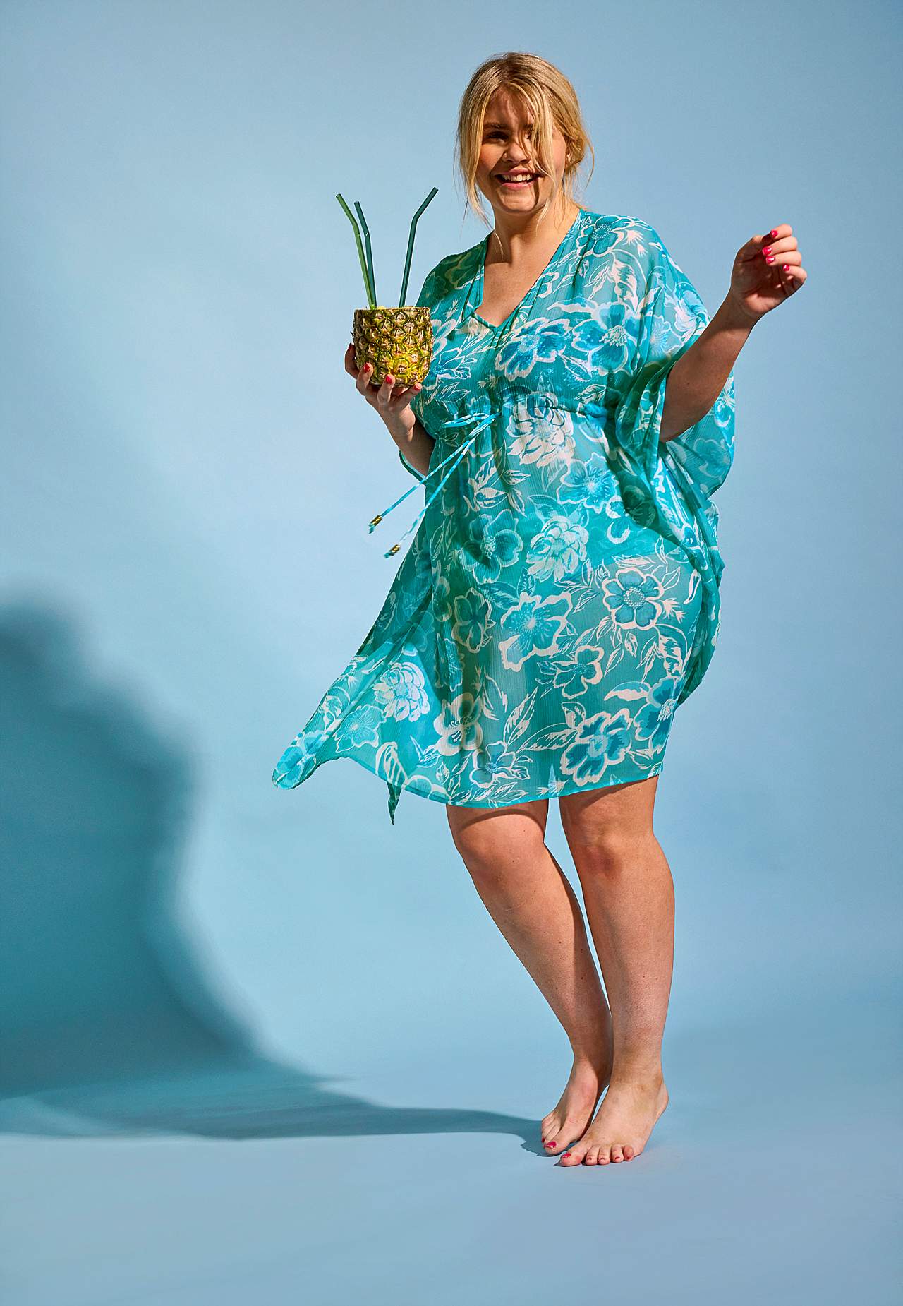 Strandkaftan met een bloemenpatroon