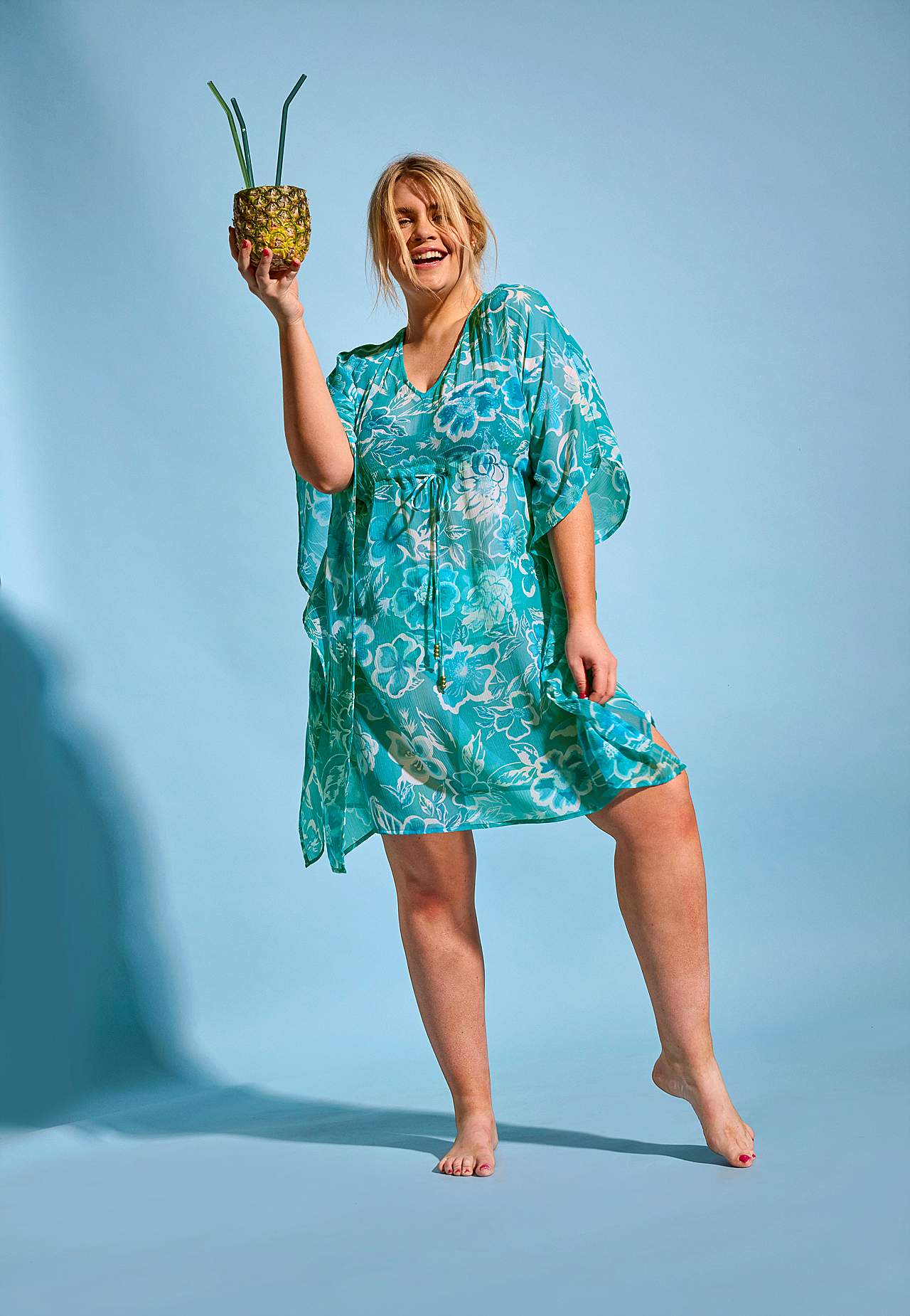 Strandkaftan met een bloemenpatroon