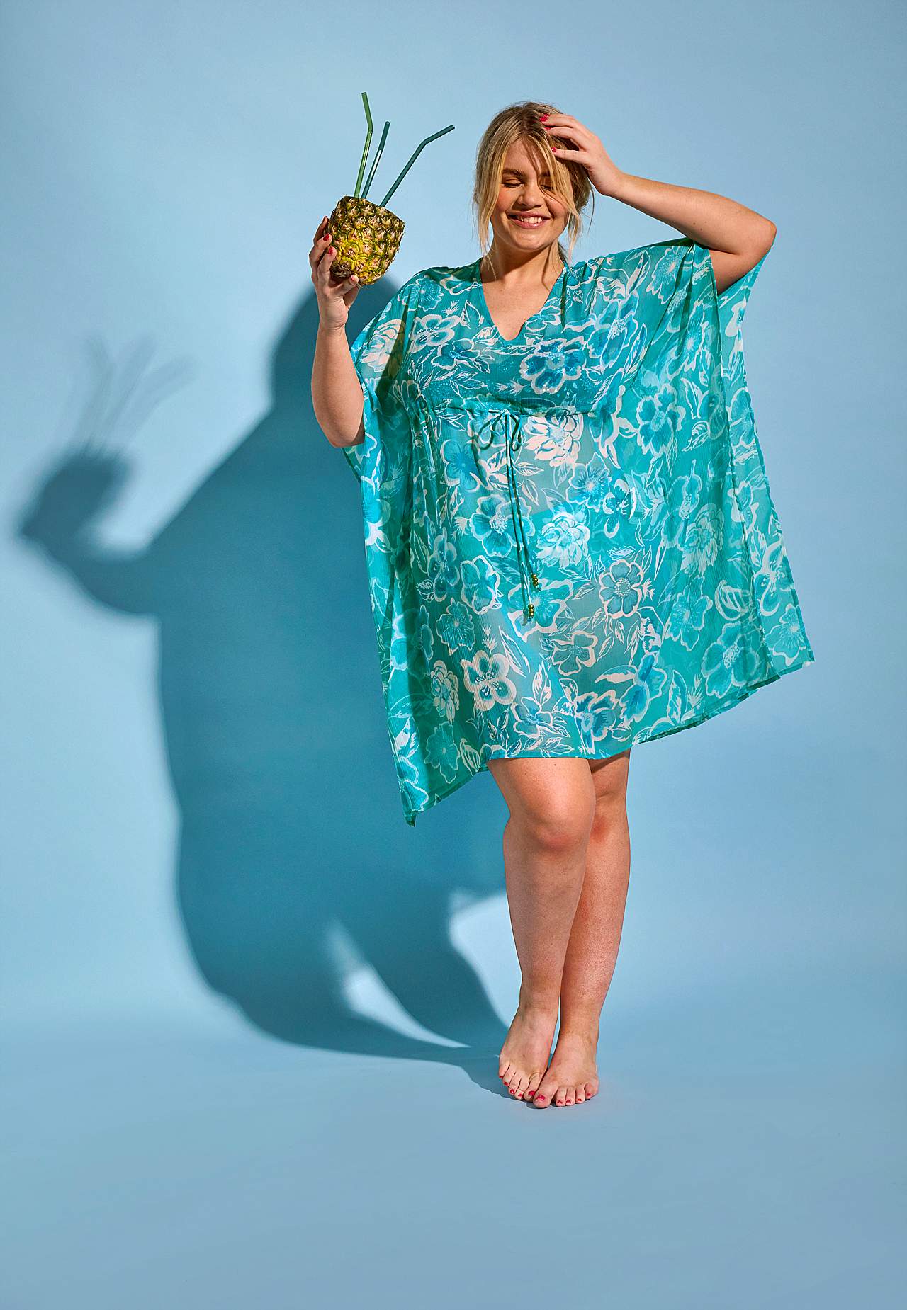 Strandkaftan met een bloemenpatroon