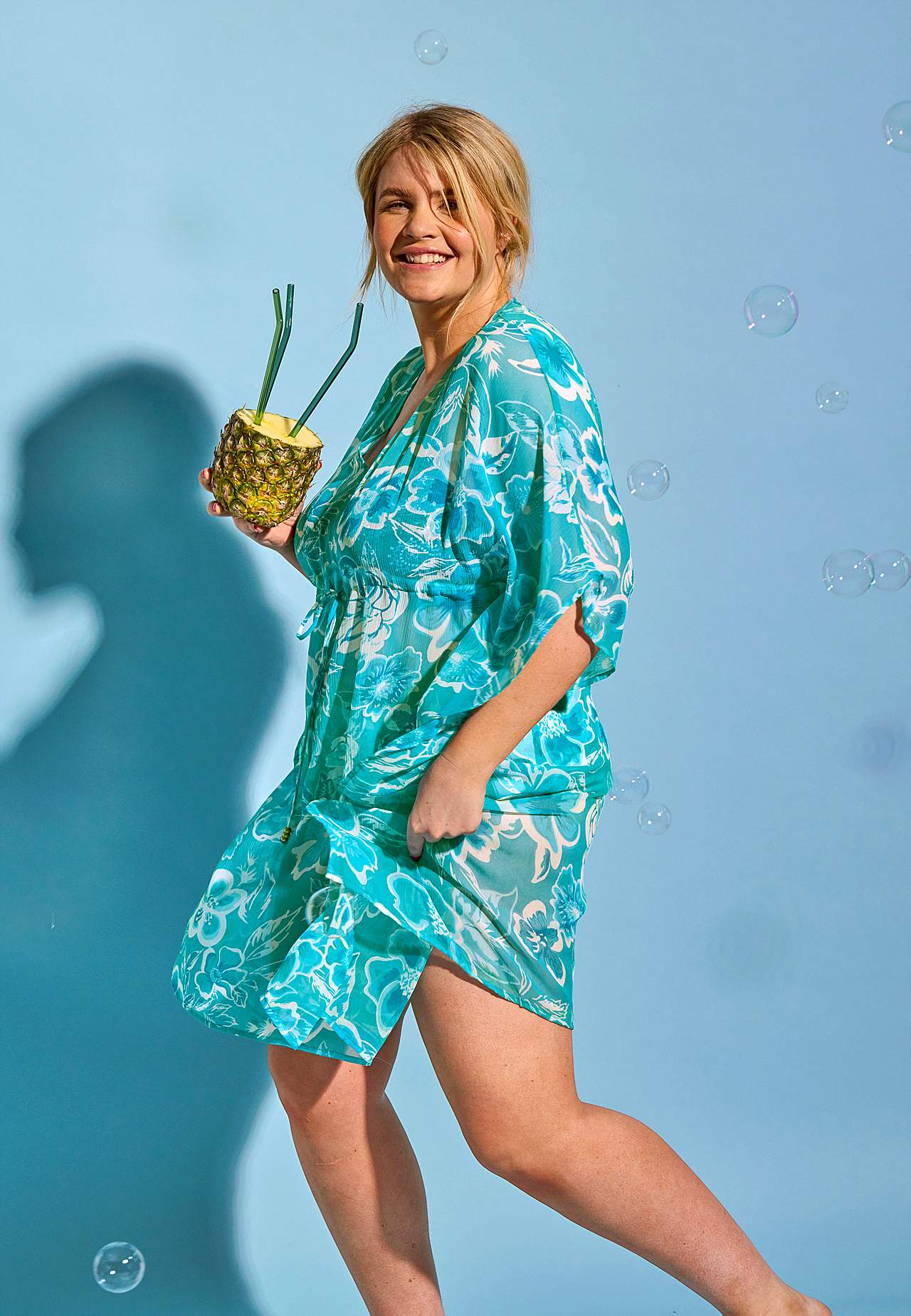 Strandkaftan met een bloemenpatroon