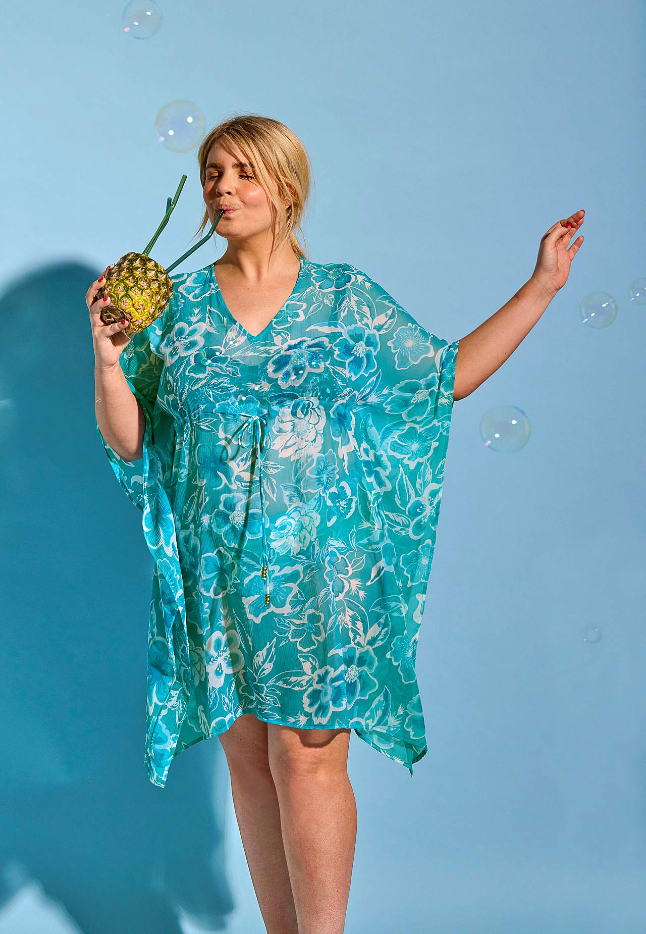 Strandkaftan met een bloemenpatroon
