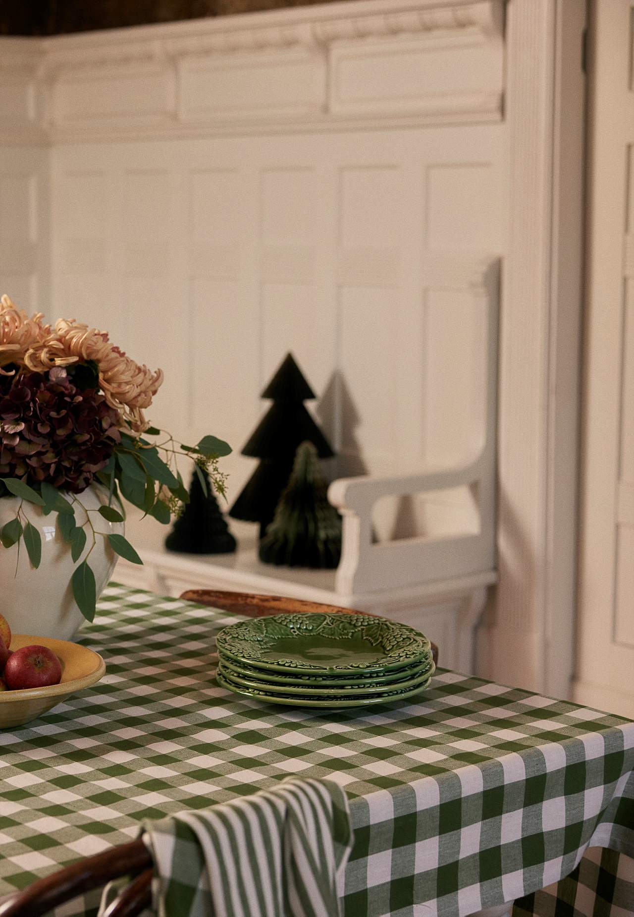 Gevlochten en geruit tafelkleed