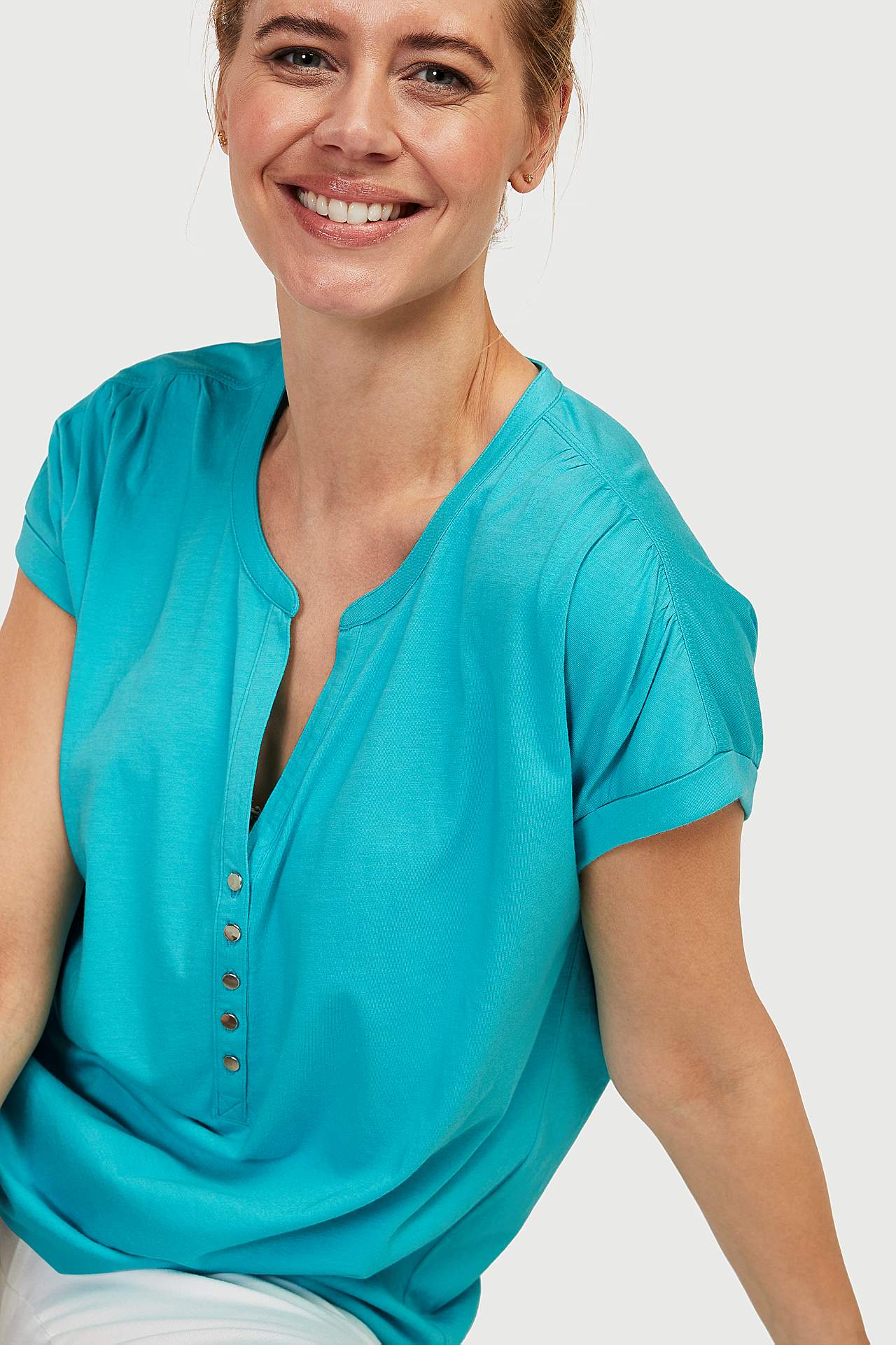 Jersey-topje met metalen knoppen