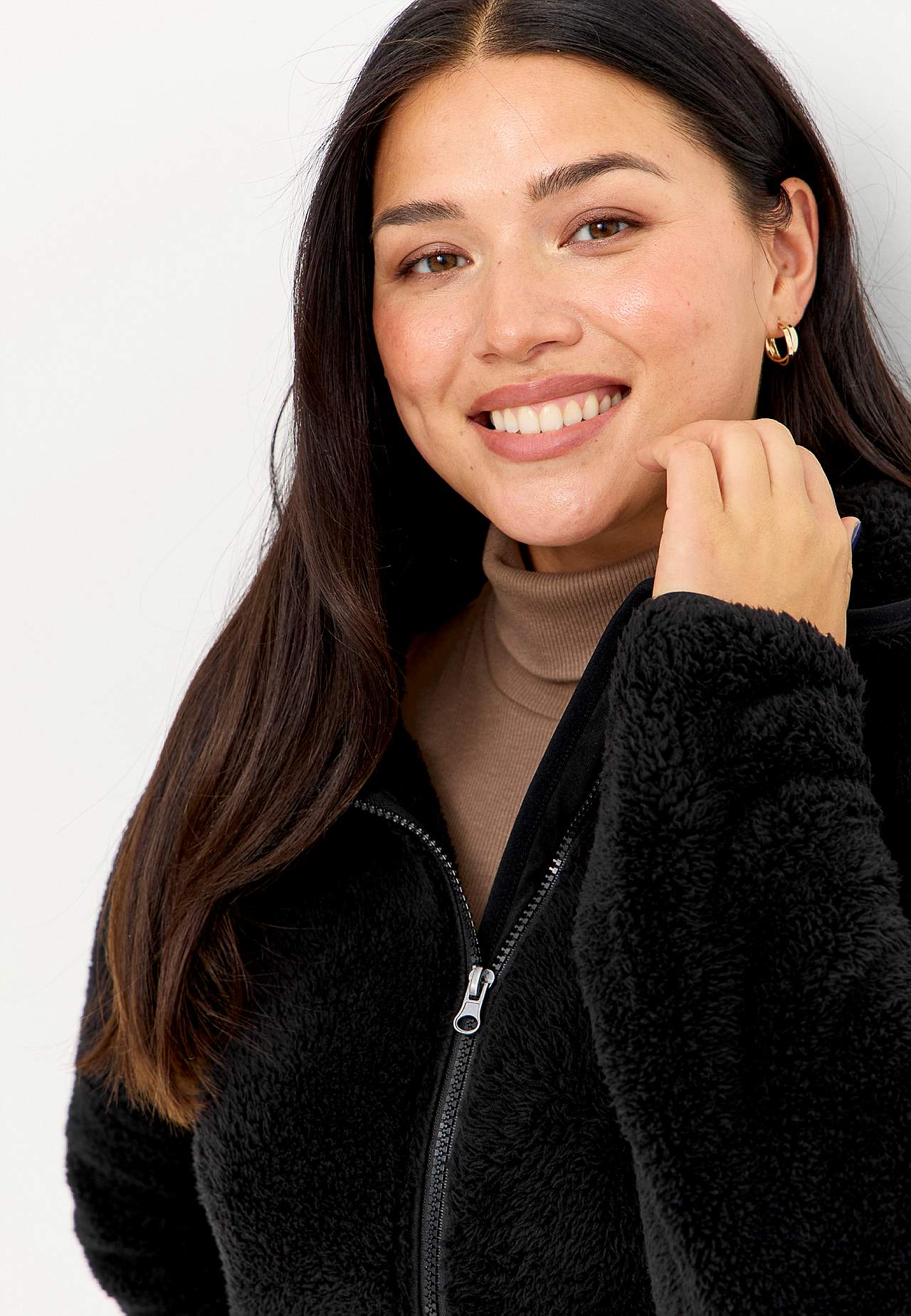 Knusse fleece-jas met capuchon
