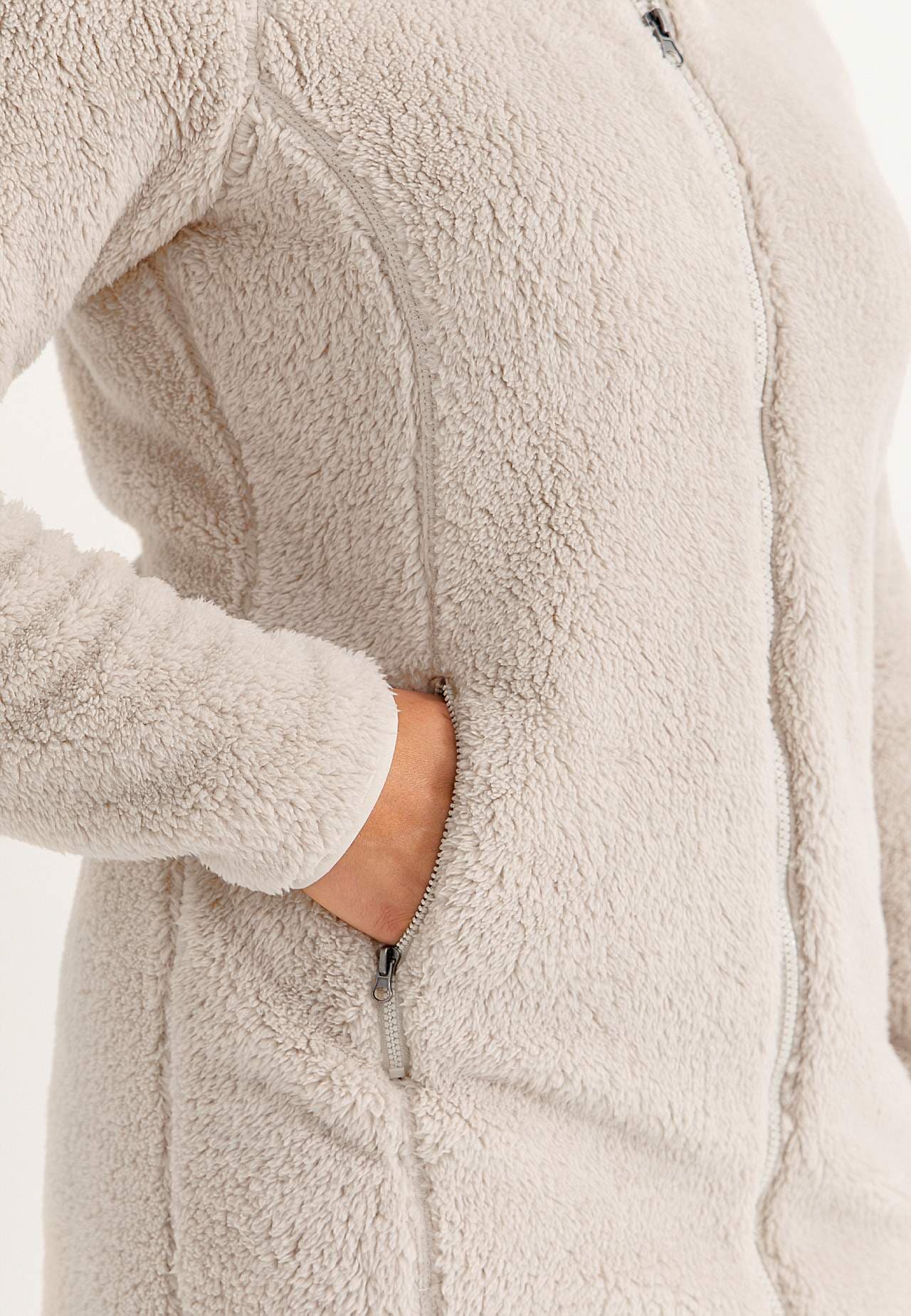 Knusse fleece-jas met capuchon