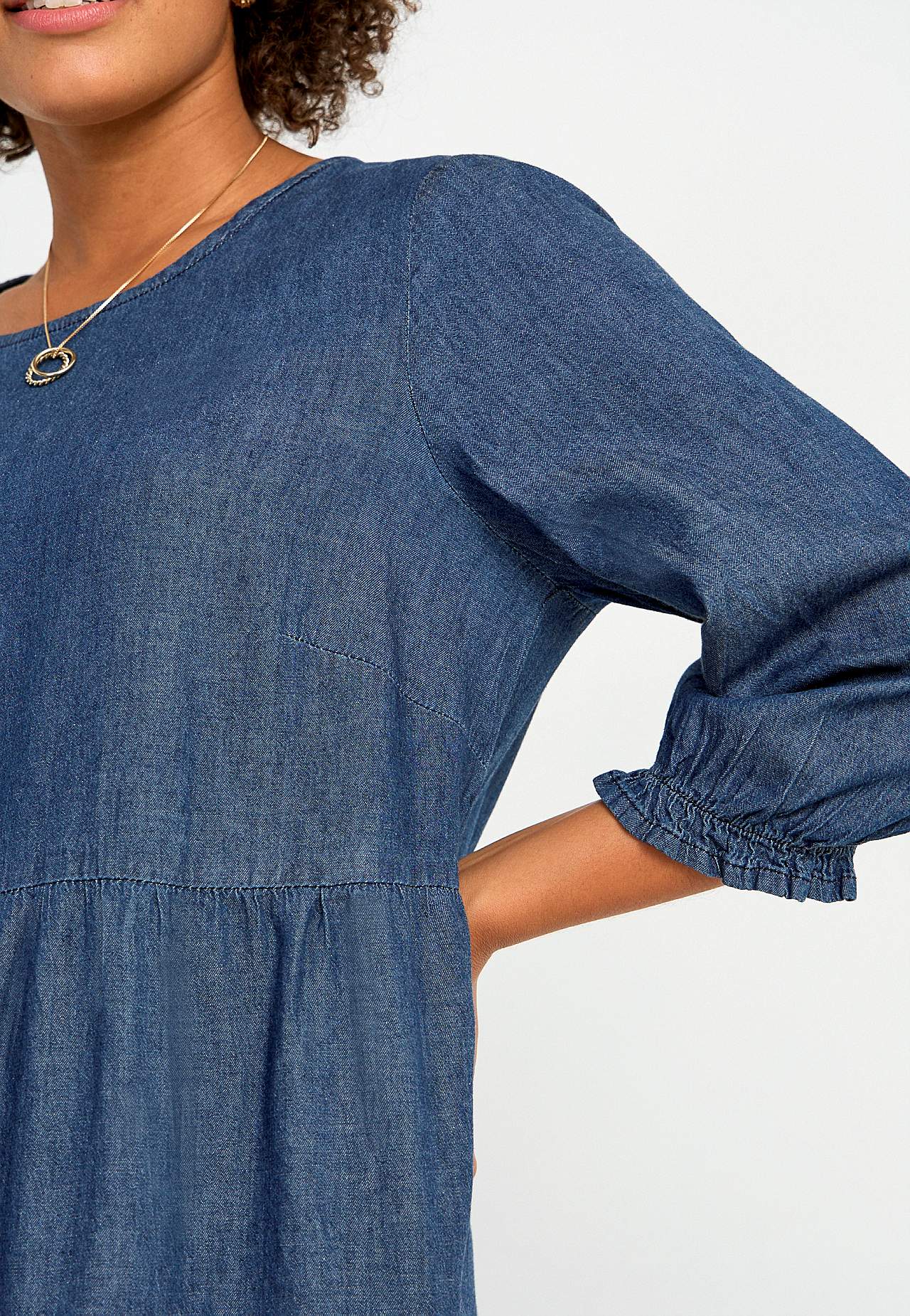 Denim jurk met ruches