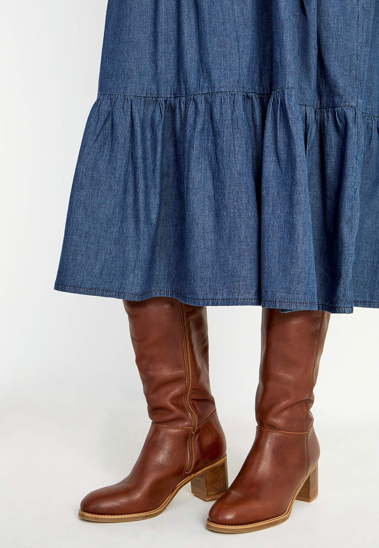 Denim jurk met ruches