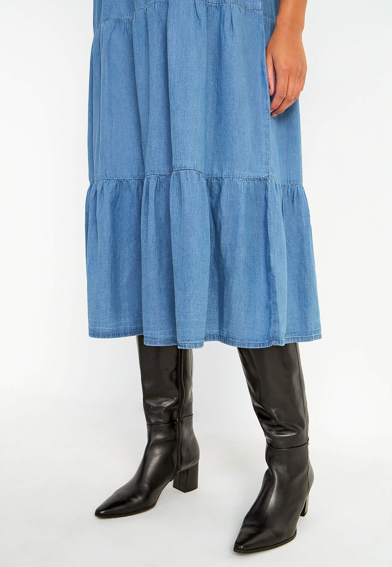 Denim jurk met ruches