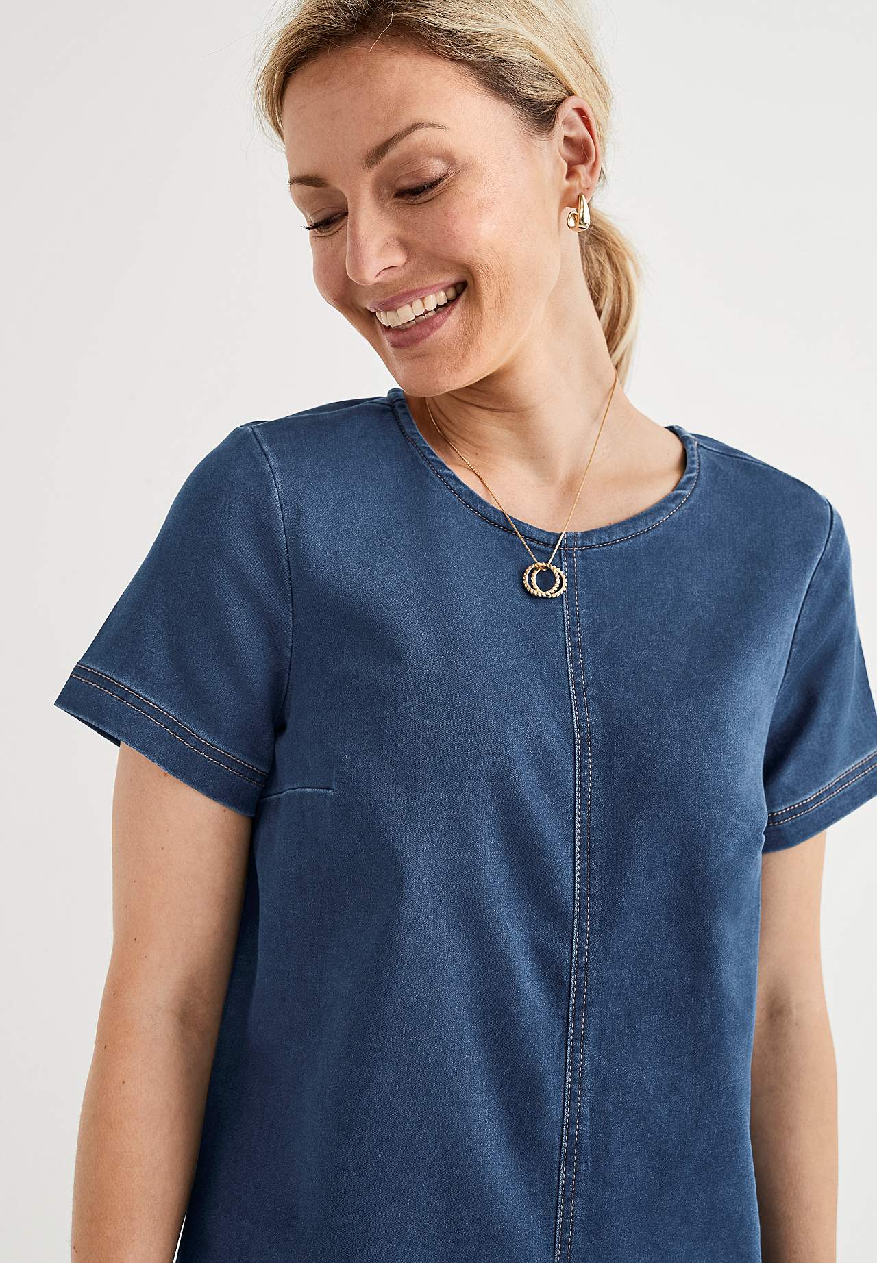 Denim tuniek met korte mouwen Olina