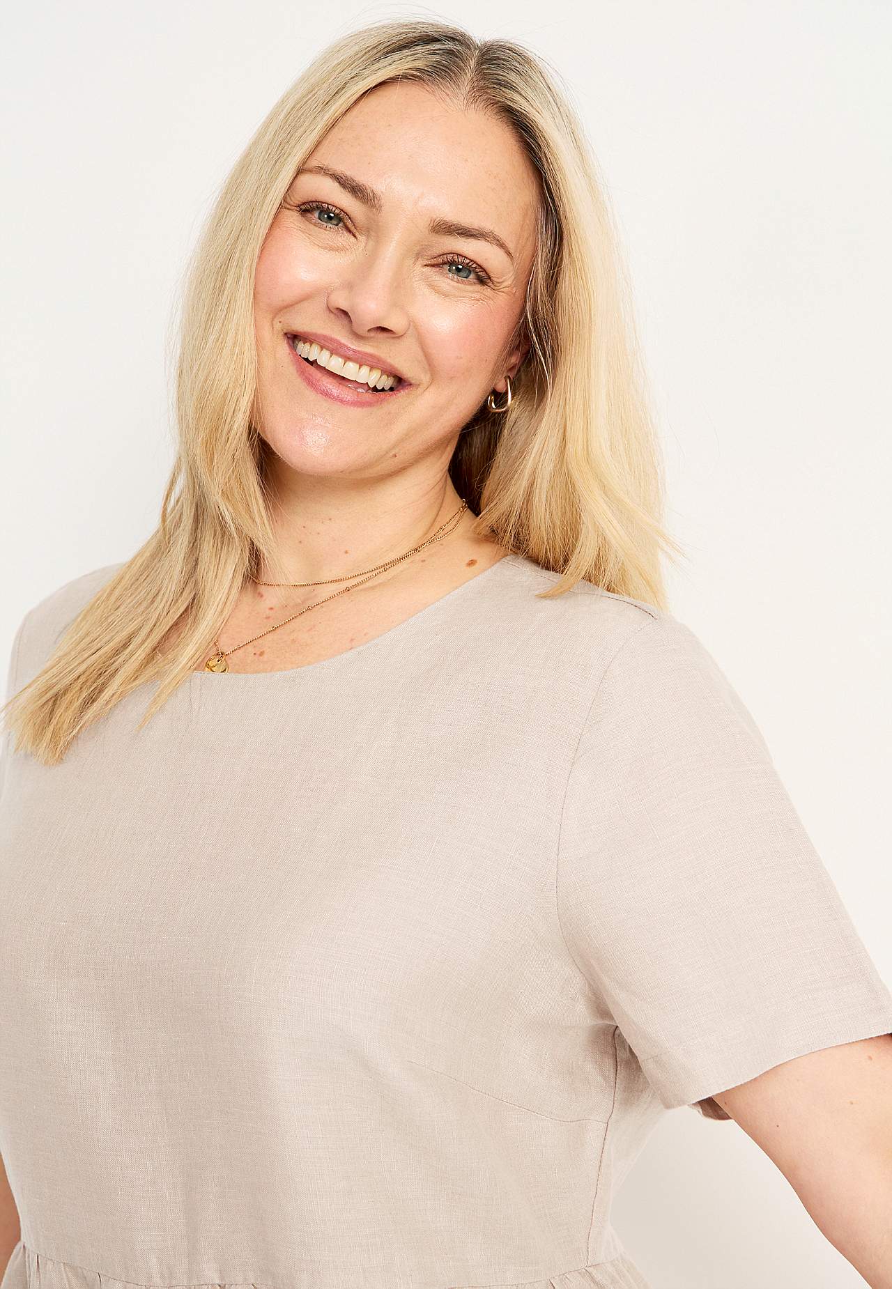 Linnen Premium jurk met korte mouw