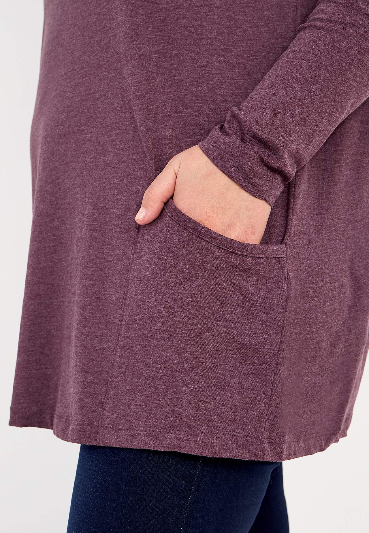 Jersey tuniek met lange mouwen met zakken Hilda