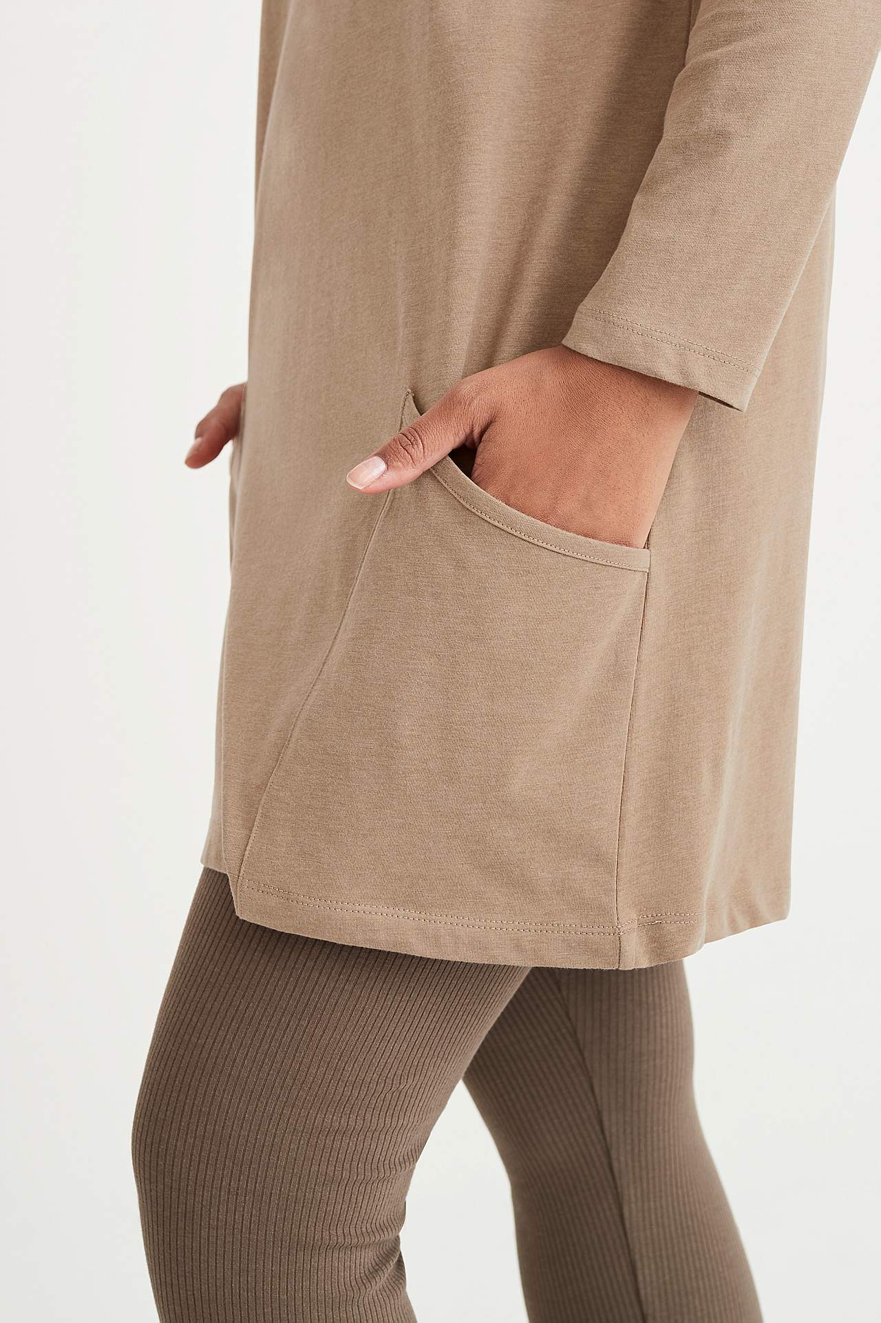 Jersey tuniek met lange mouwen met zakken Hilda