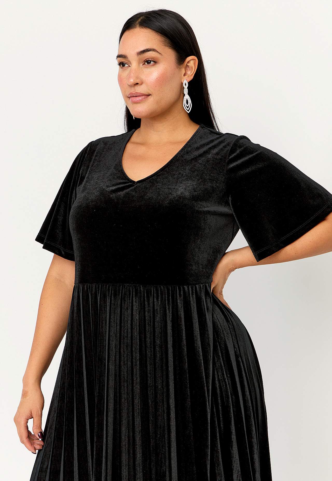 Geplisseerde velvet jurk
