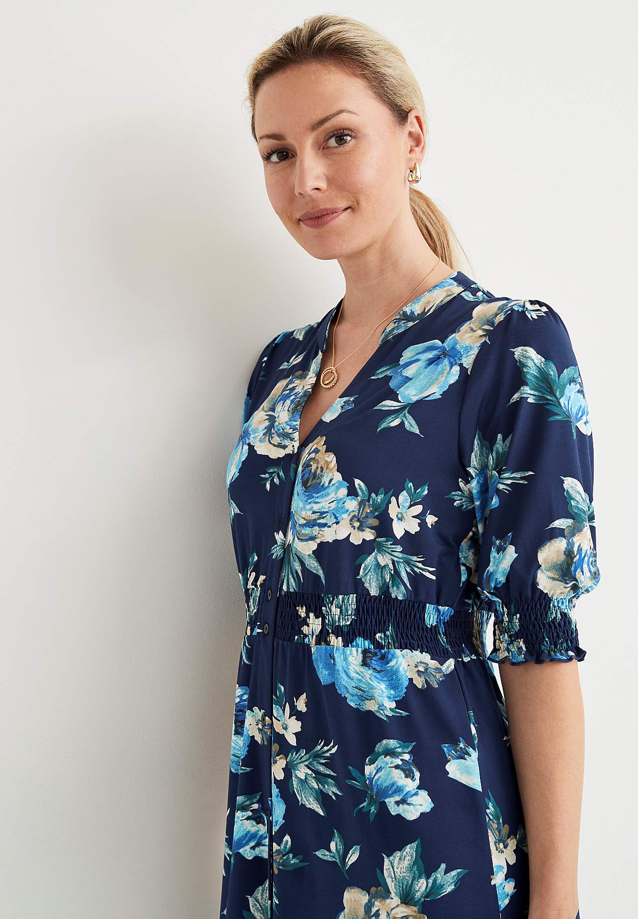 Patroonvormige jerseyjurk