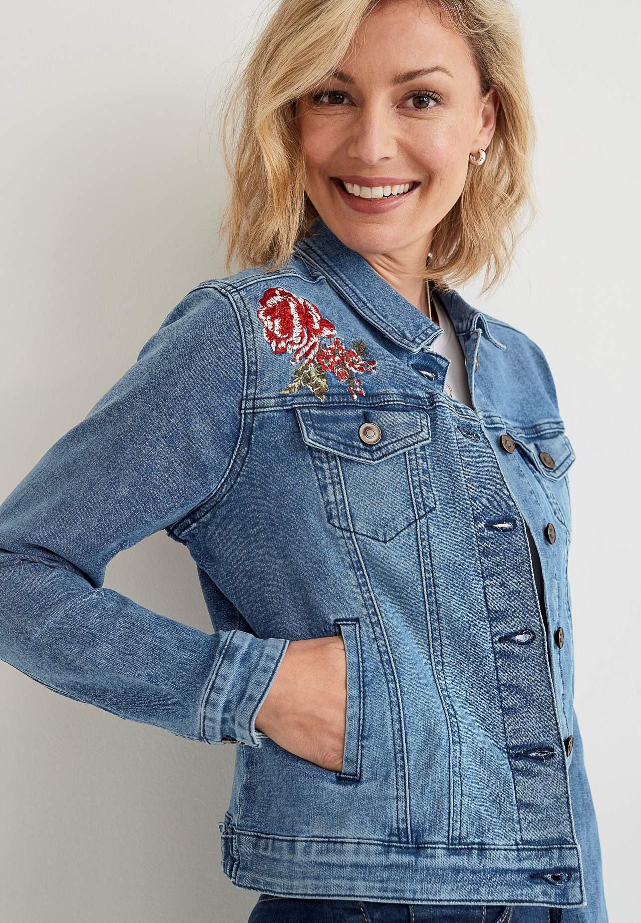 Denim jas met borduurwerken Betty