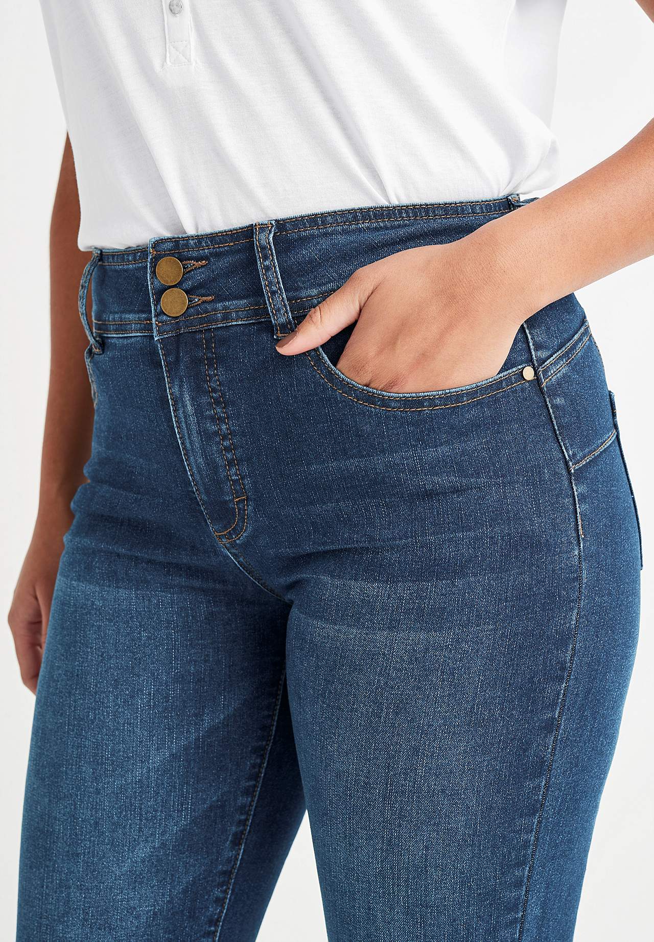 Elastische cropped jeans met shaping effect