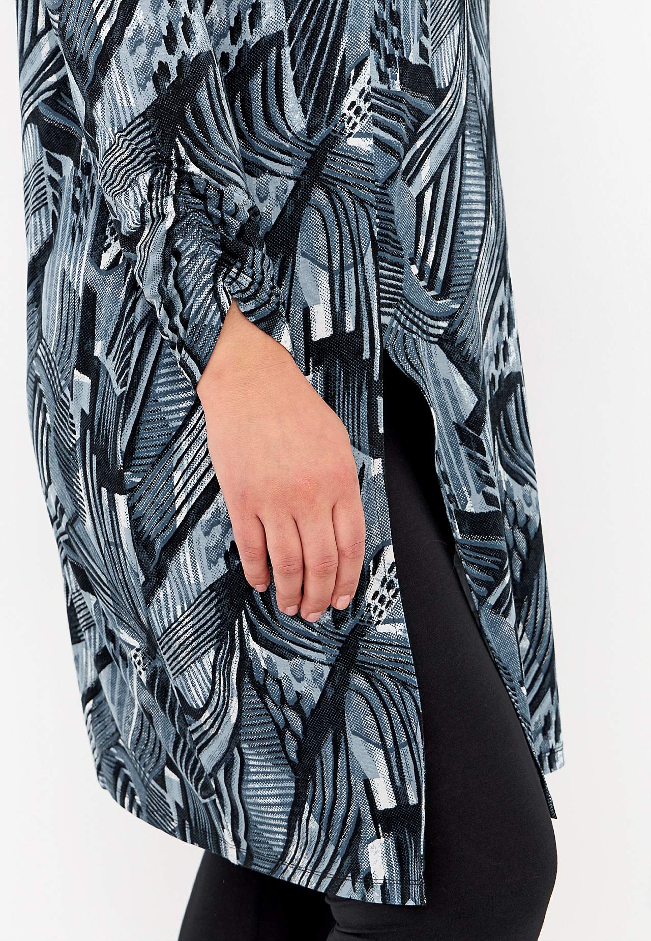 Lange jersey tuniek met hoge split