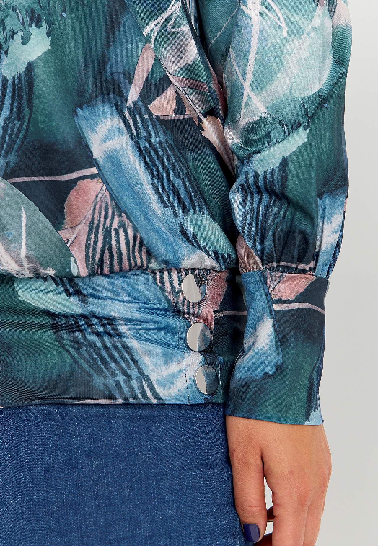 Met patroon jersey-topje met knoopdecoratie