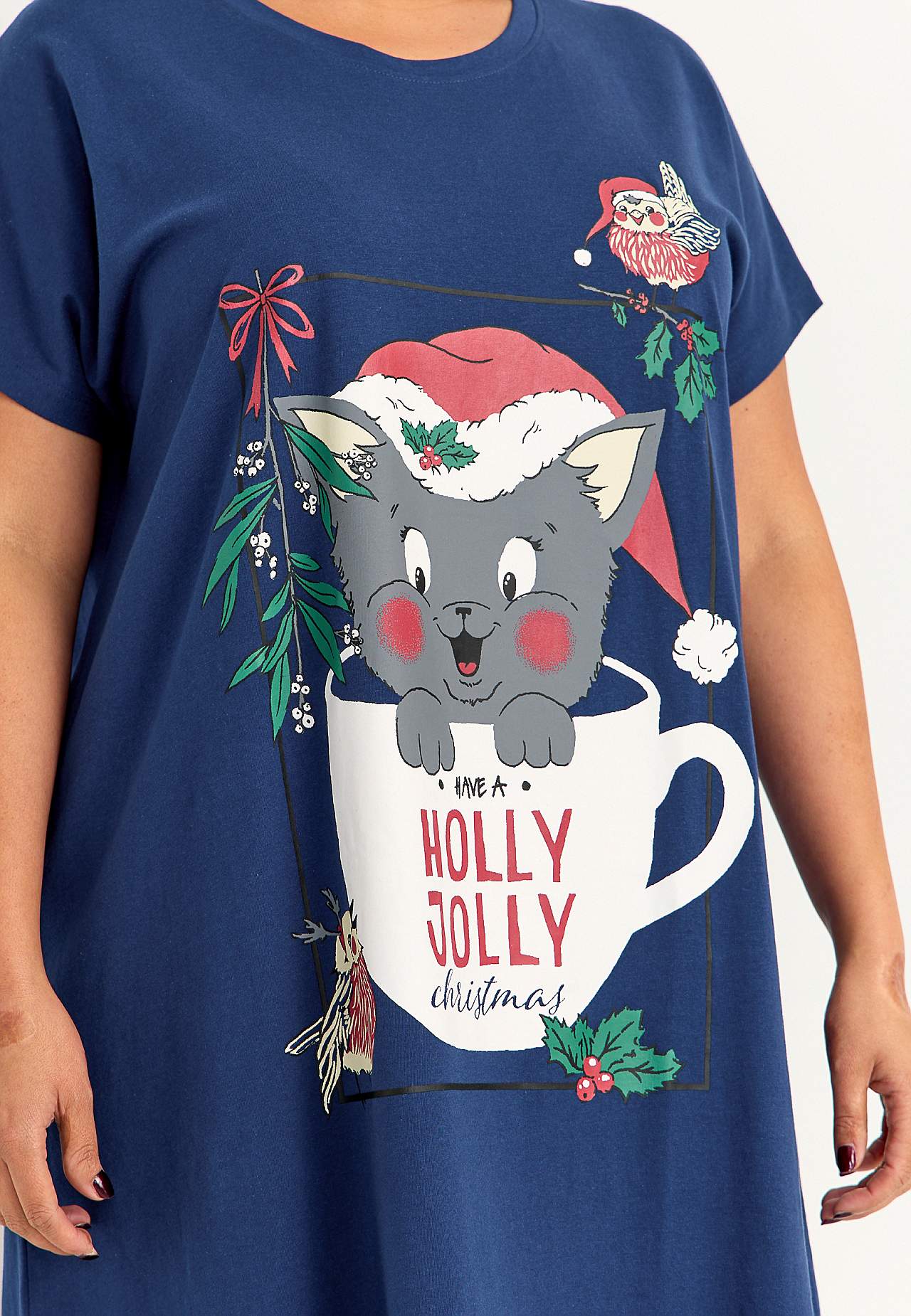 Nachtjurk met kerstmotief