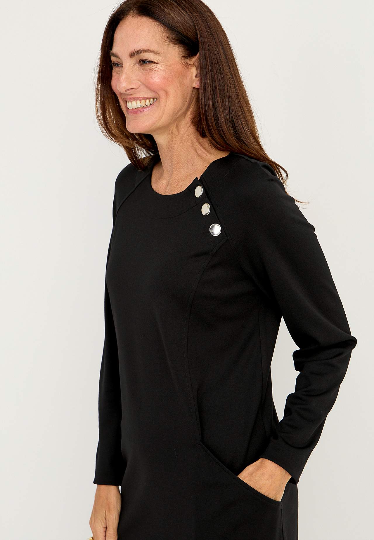 Jerseyjurk met knoopdecoratie Sandra