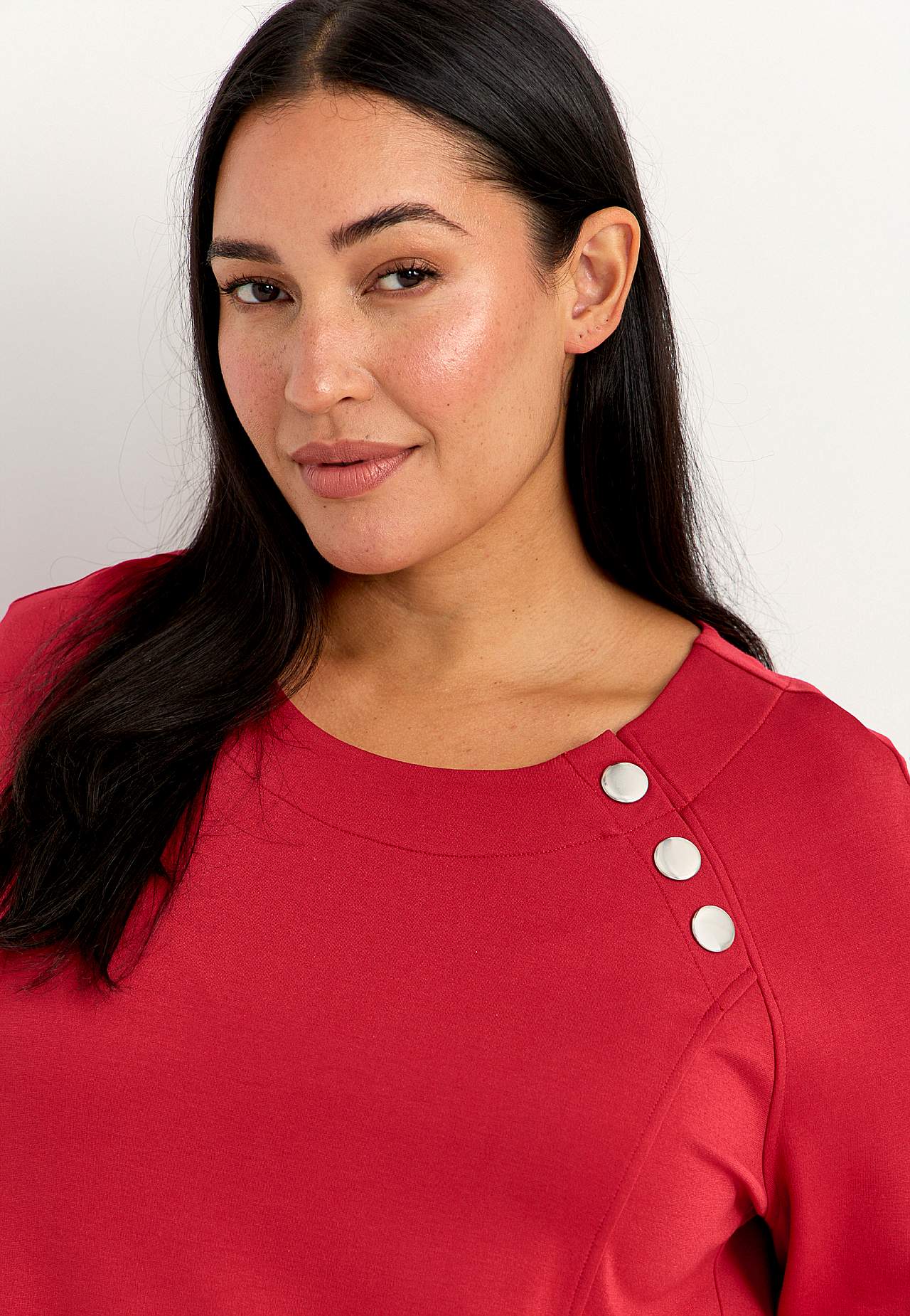 Jerseyjurk met knoopdecoratie Sandra