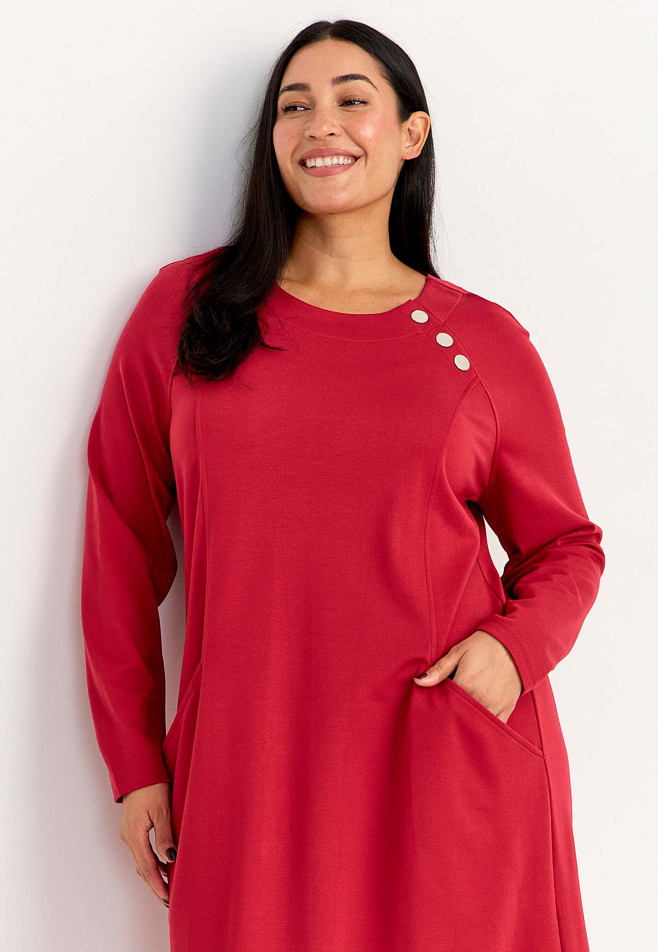 Jerseyjurk met knoopdecoratie Sandra