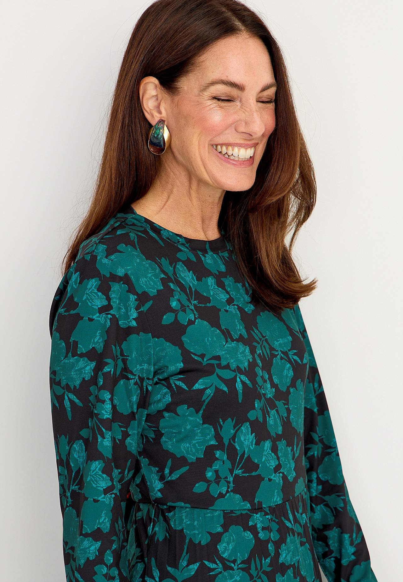 Geplisseerde en met patroon jerseyjurk Christina