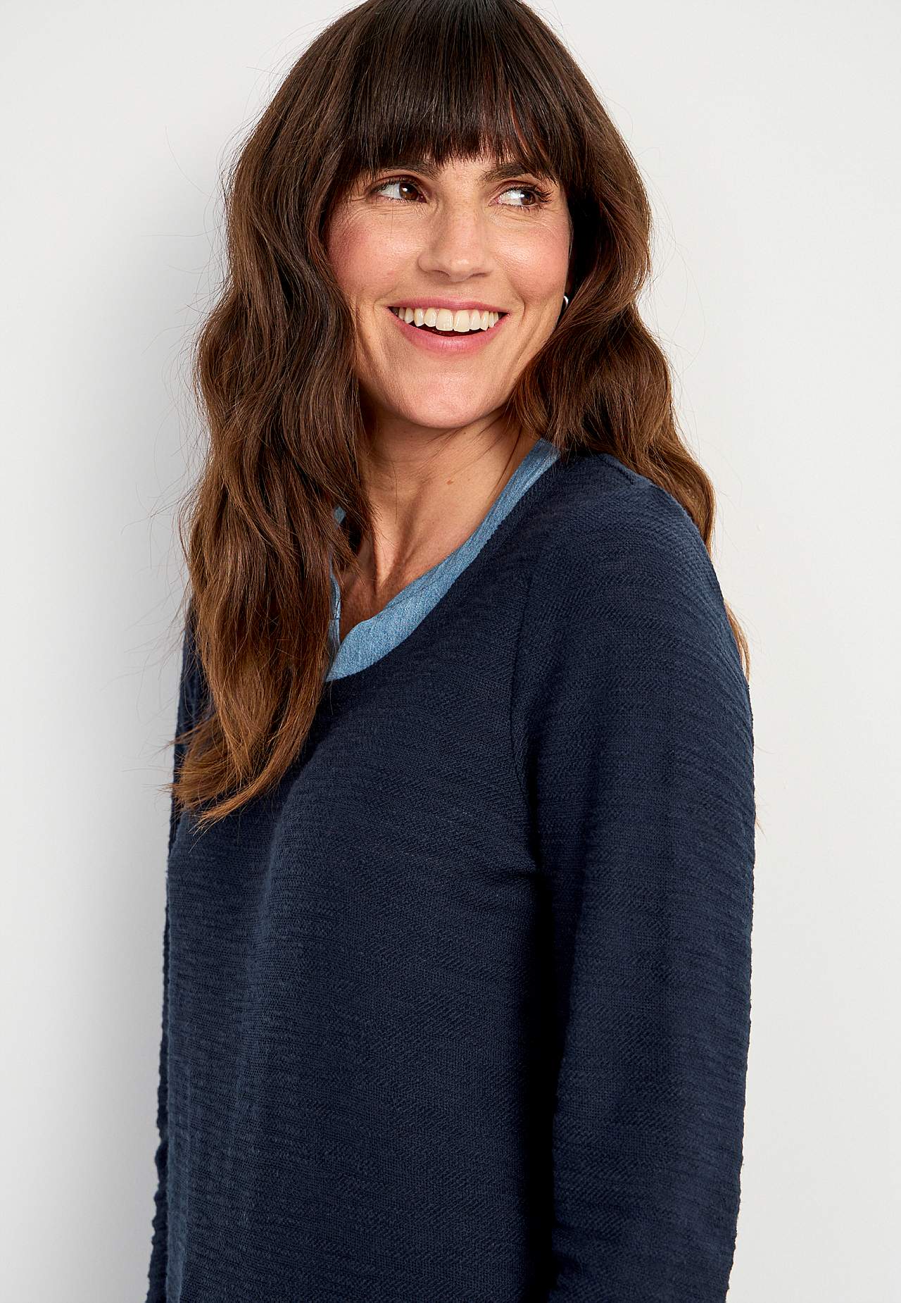 Jersey tuniek met details van denim Denise
