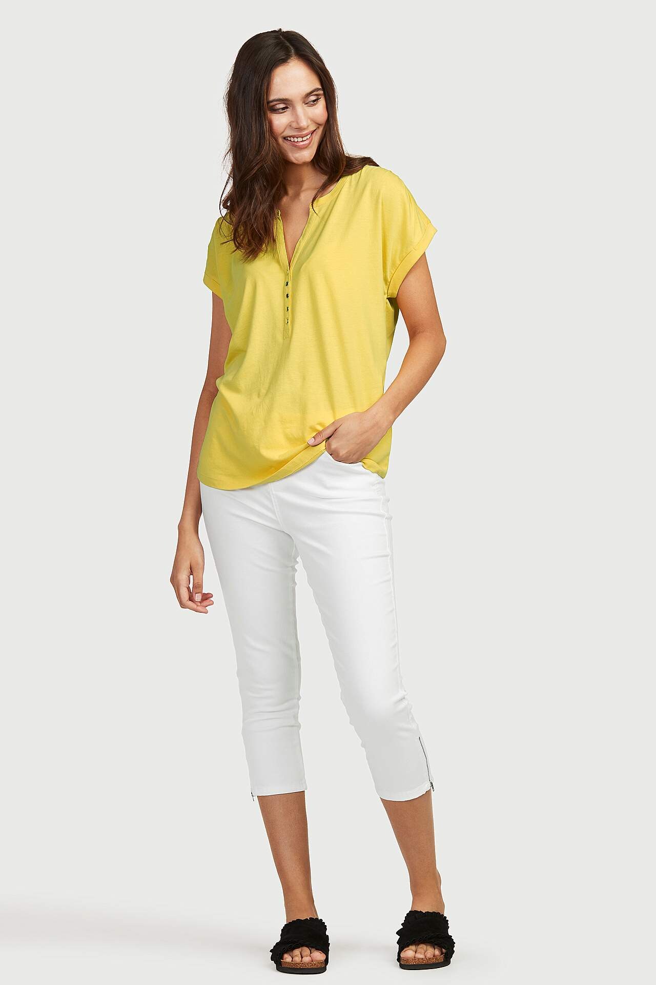 Jersey-topje met metalen knoppen