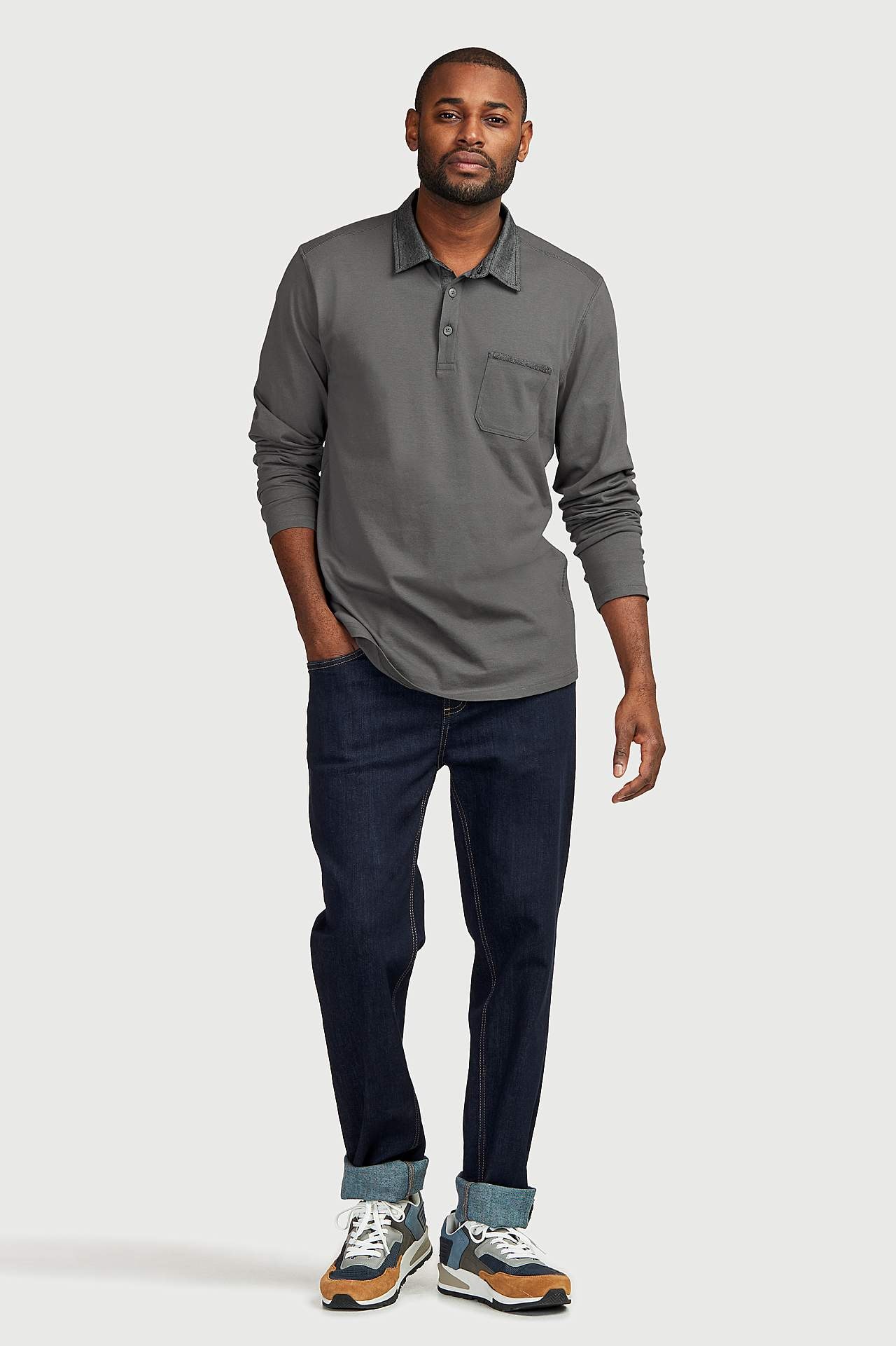 Comfortabelle sweater met lange mouwen met kraag